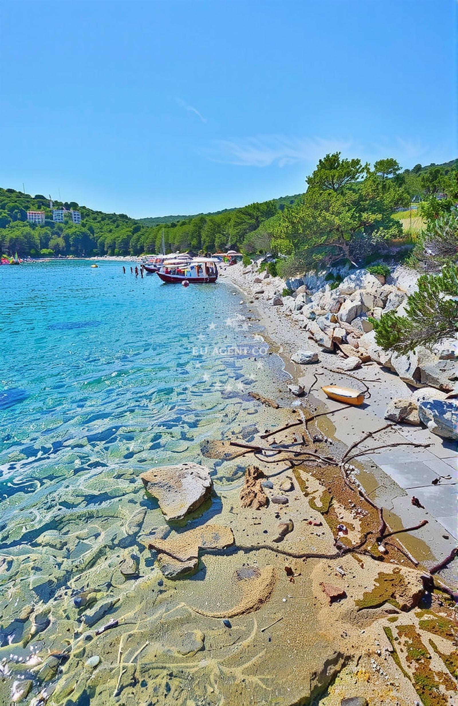 Sea and coastal view of Stupica mala, Žirje (Žirje) Beach in Stupica mala