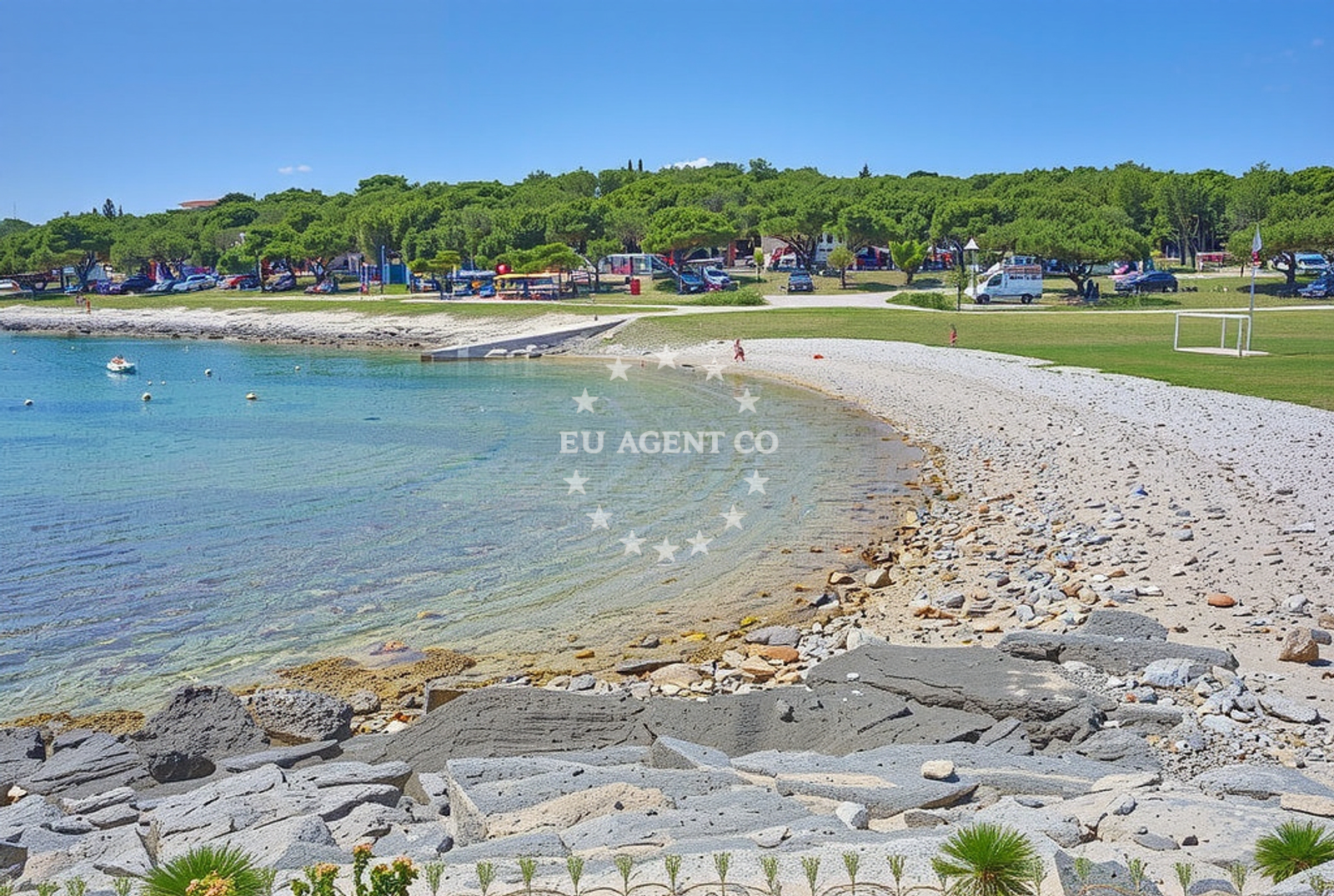 Sea and coastal view of Stupice (dog beach), Premantura Beach in Stupice (plaža za pse)
