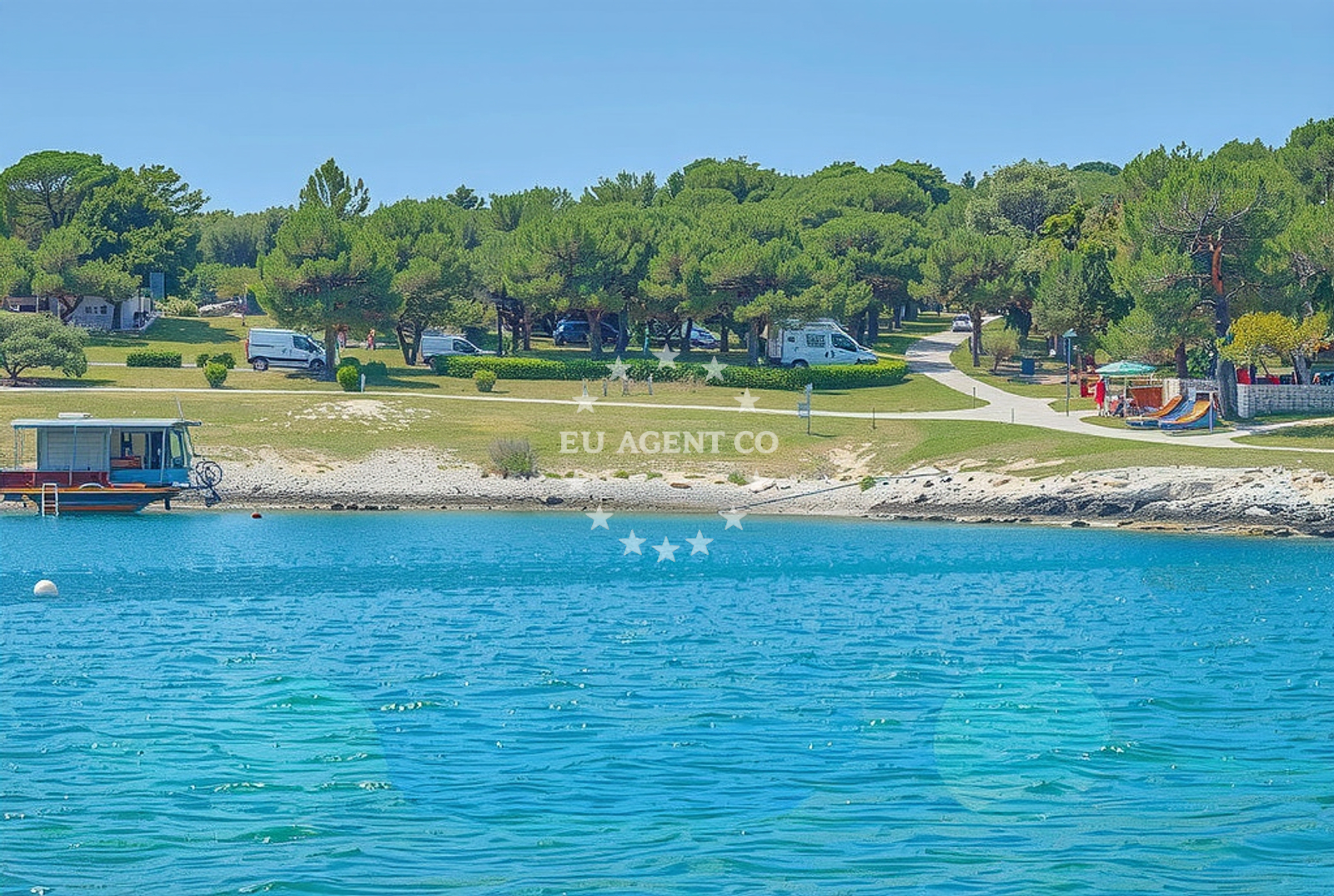Shoreline and swimming area at Stupice jug, Premantura Beach in Stupice jug