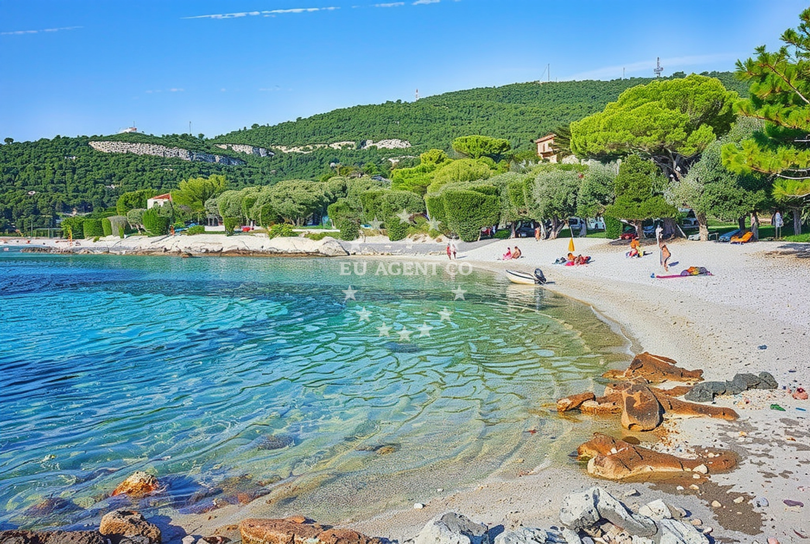 Sea and coastal view of Sunfarni jug, Veli Lošinj (Lošinj) Beach in Sunfarni jug
