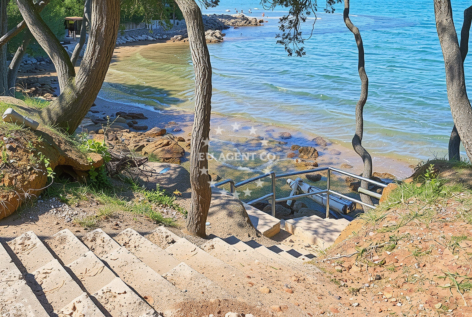 Beach facilities and surroundings at Sunset, Funtana Beach in Sunset