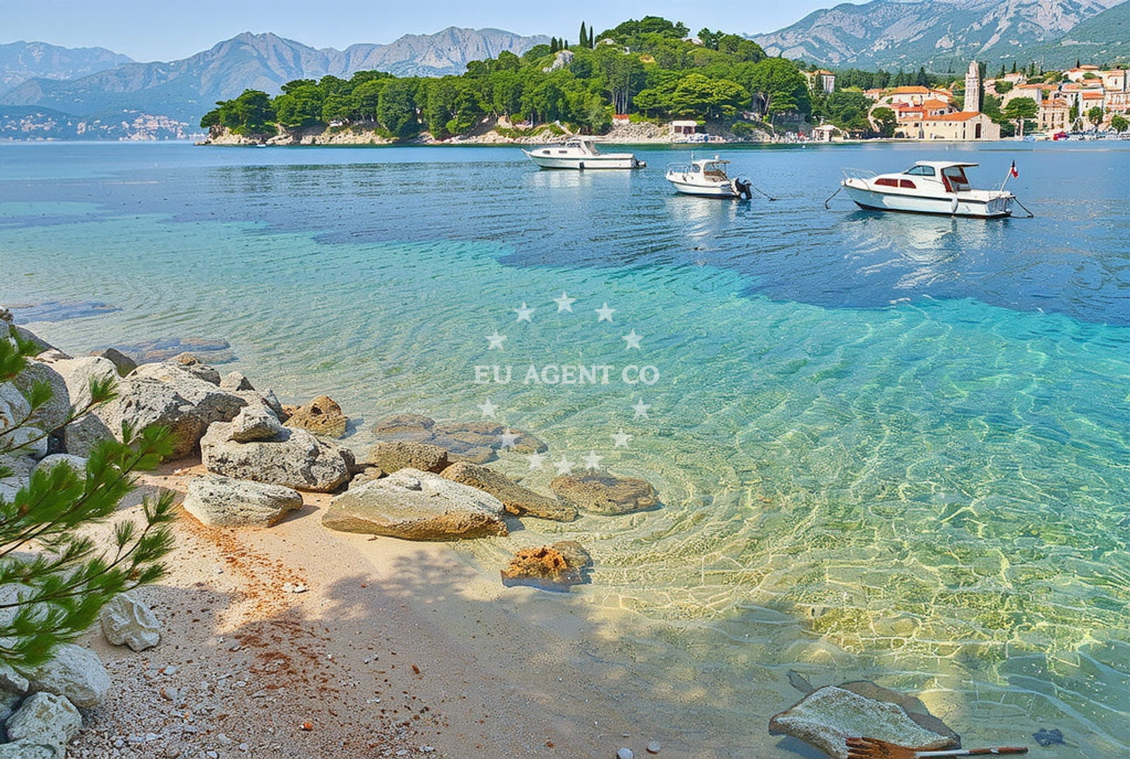 Sea and coastal view of Sustjepan sjever, Cavtat Beach in Sustjepan sjever