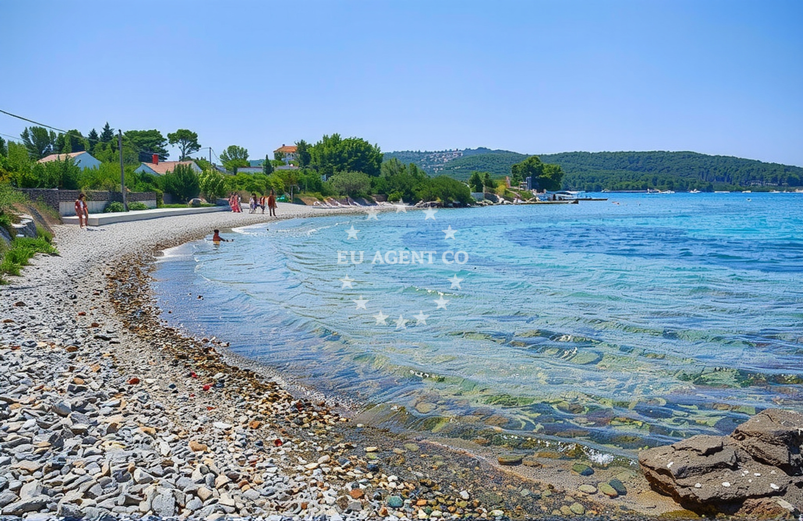 Sea and coastal view of Šutinova draga, Zlarin (Zlarin) Beach in Šutinova draga