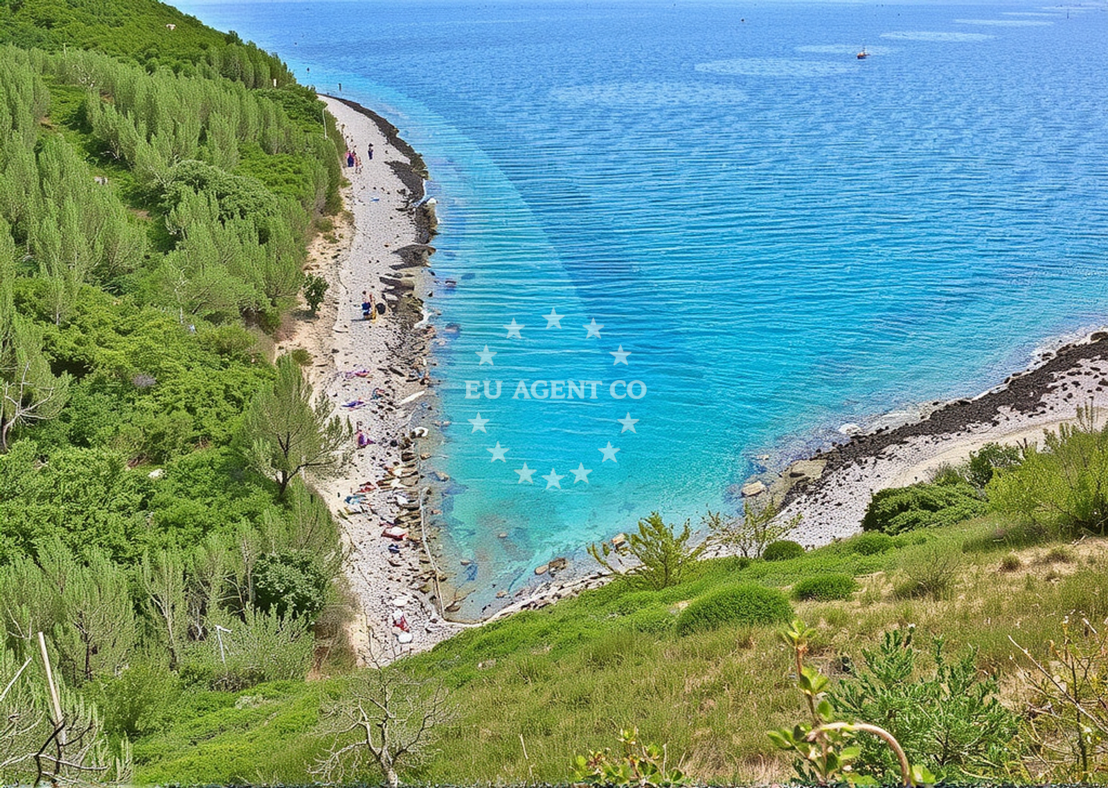 Sea and coastal view of Suzanski, Susak (Susak) Beach in Suzanski