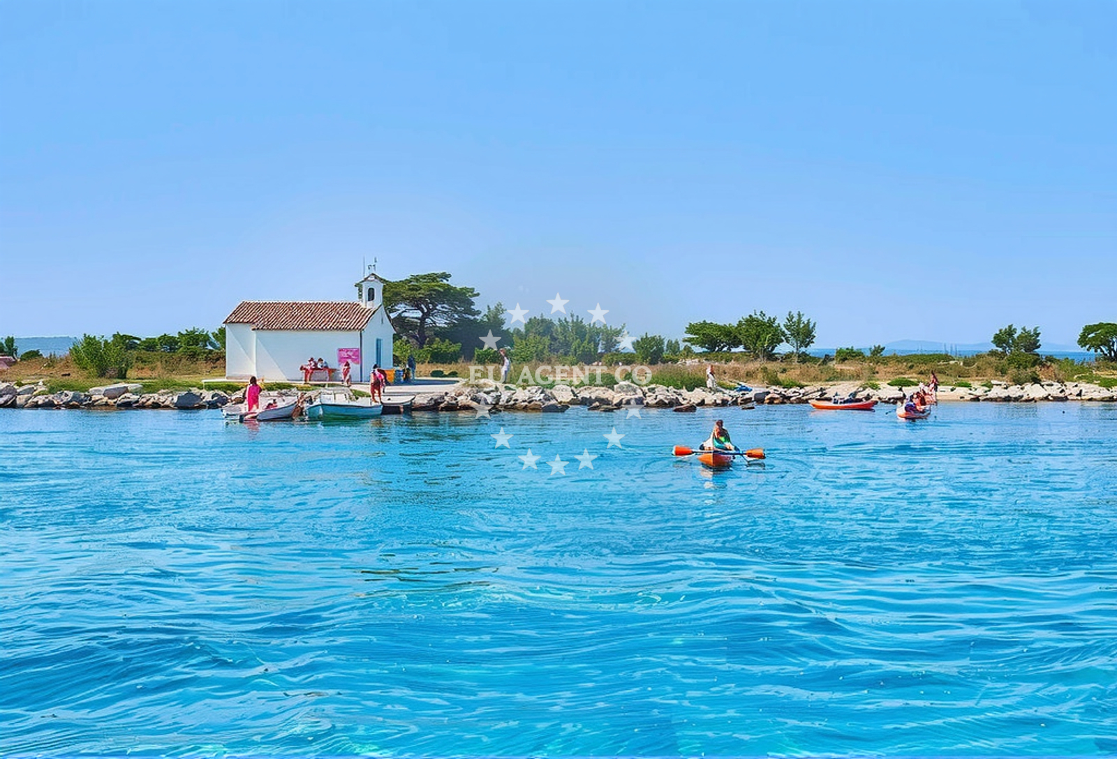 Sea and coastal view of Sveta Juština, Pakoštane Beach in Sveta Juština