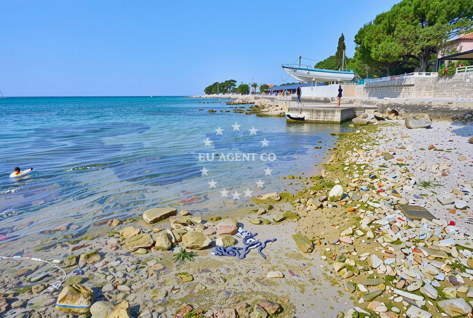 Shoreline and swimming area at Sveta Marija Magdalena, Zambratija Beach in Sveta Marija Magdalena