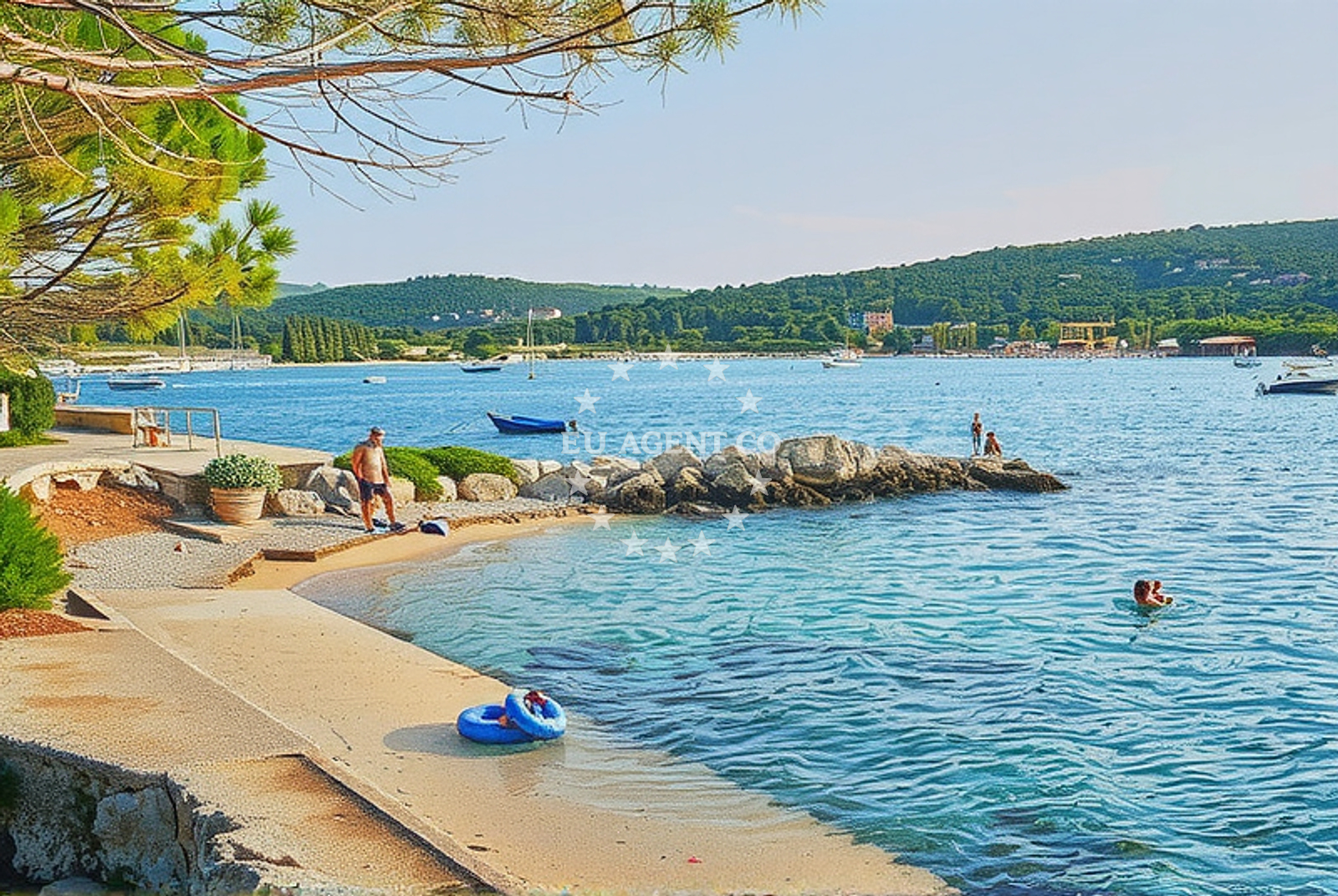 Shoreline and swimming area at Sveta Marija, Stara Novalja (Pag) Beach in Sveta Marija
