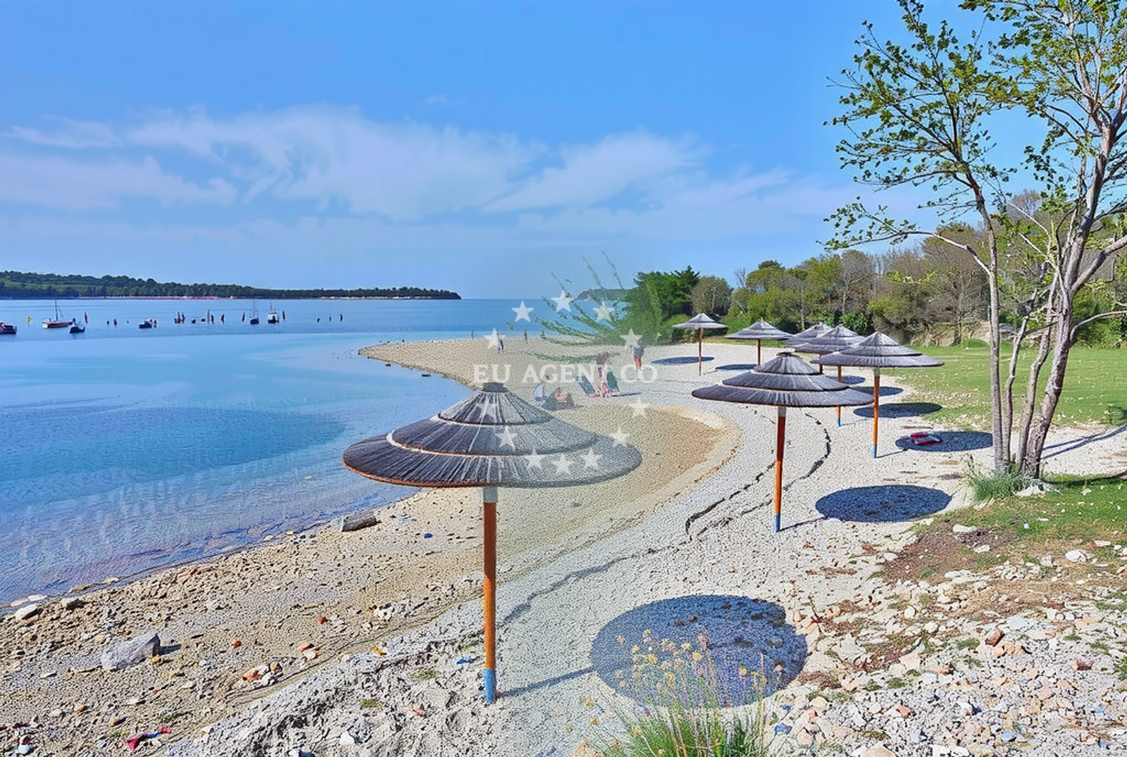 Shoreline and swimming area at Sveta Marina, Vabriga Beach in Sveta Marina