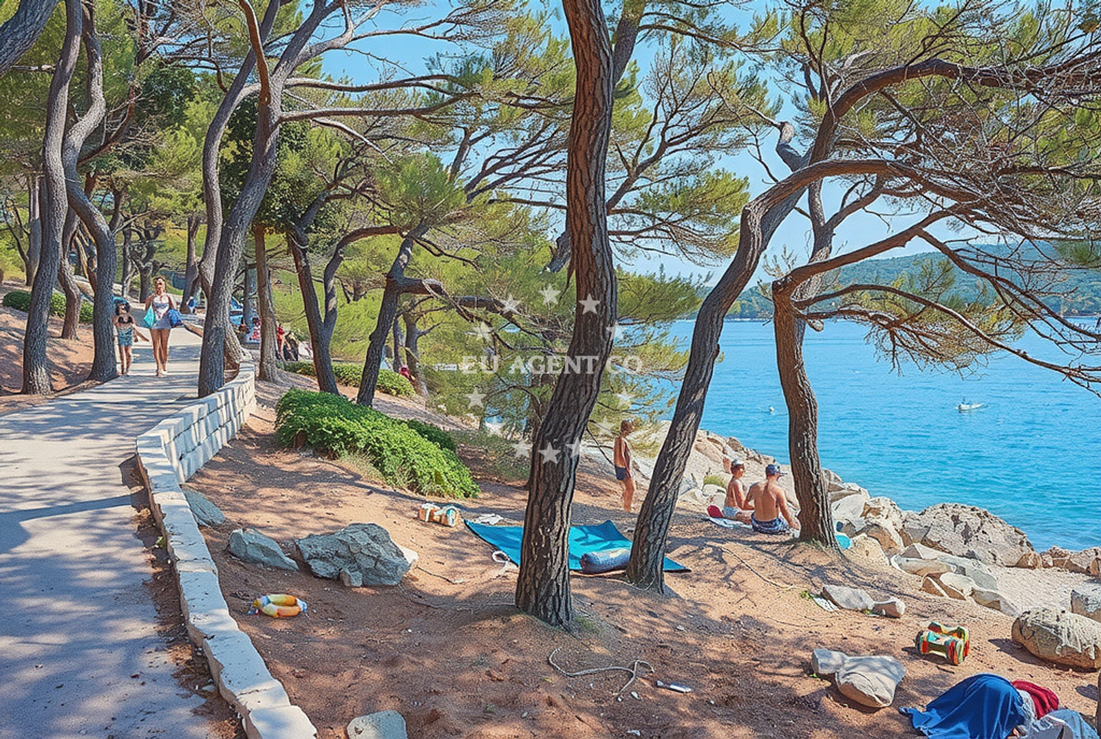 Sea and coastal view of Sveti Andrija, Tisno (Murter) Beach in Sveti Andrija