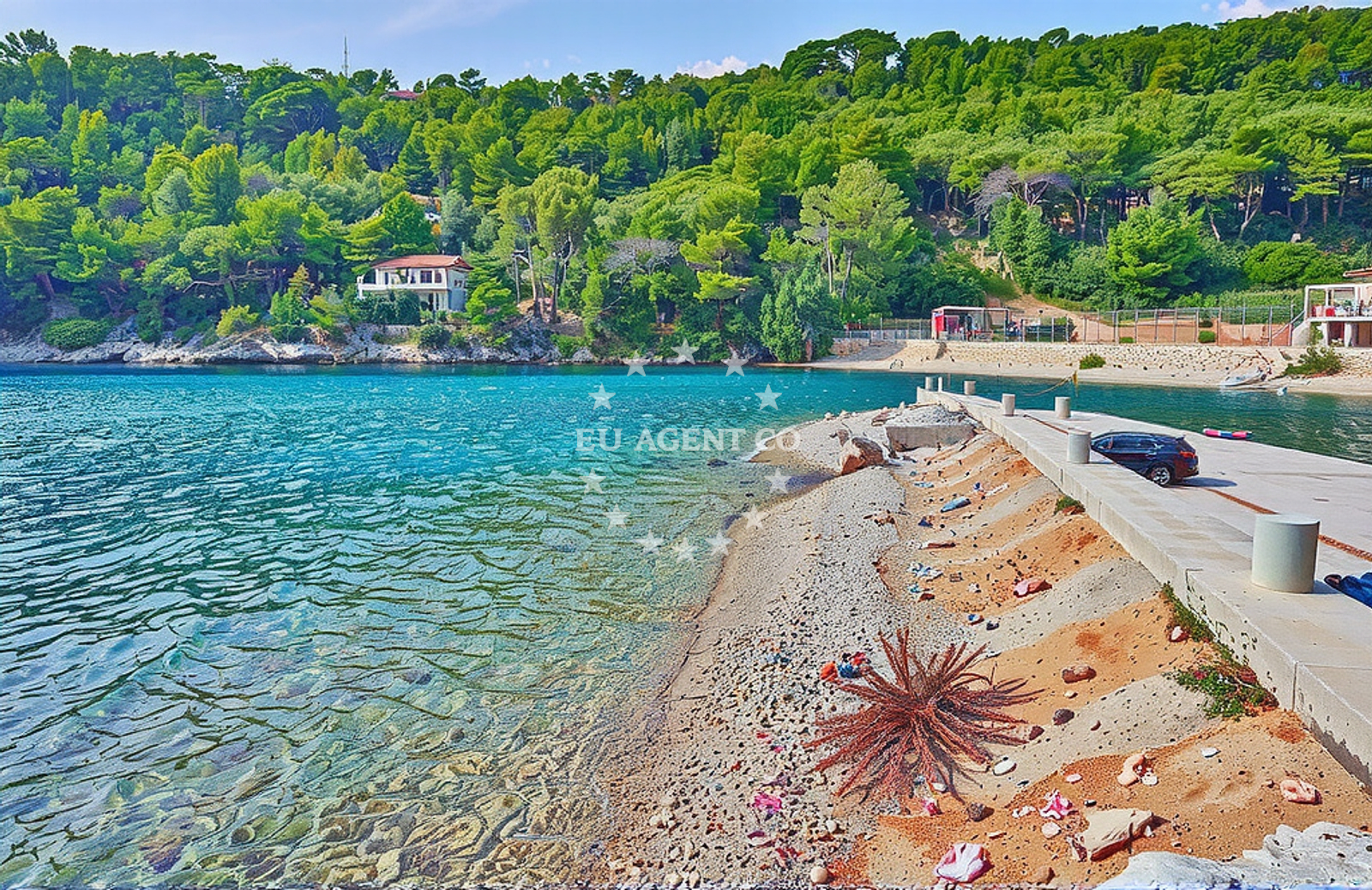 Sea and coastal view of Sveti Ante, Bogomolje (Hvar) Beach in Sveti Ante