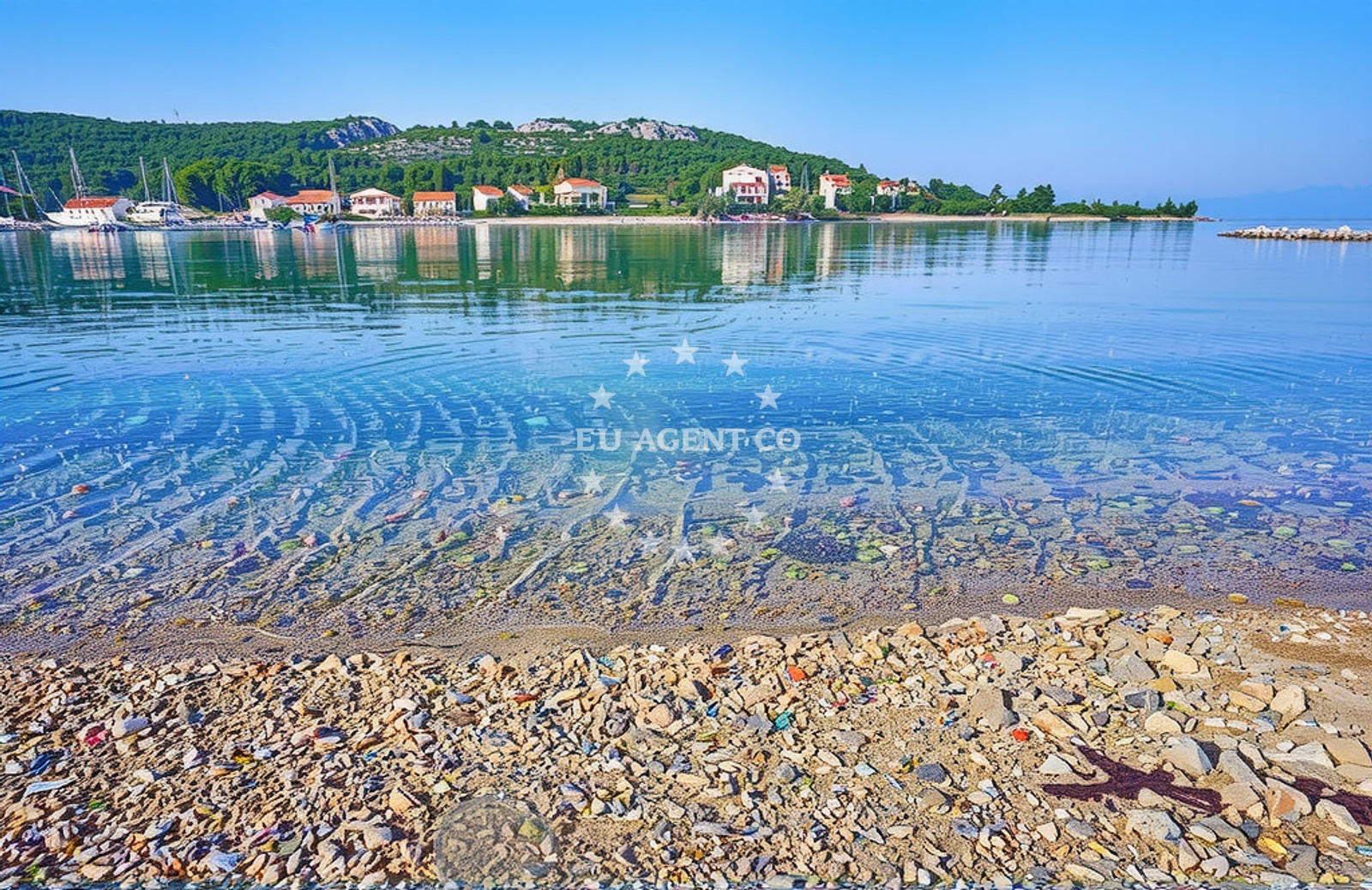 Sea and coastal view of Sveti Grgur, Sutomišćica (Ugljan) Beach in Sveti Grgur