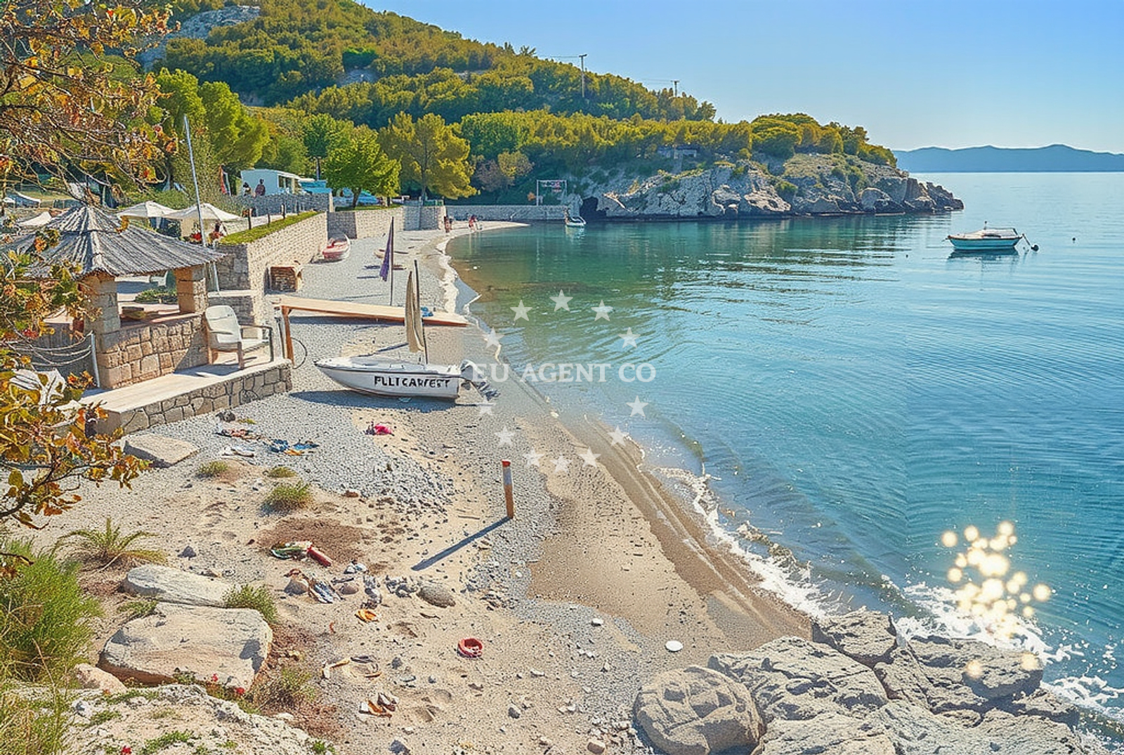 Shoreline and swimming area at Sveti Ilija jug, Sibinj Krmpotski Beach in Sveti Ilija jug
