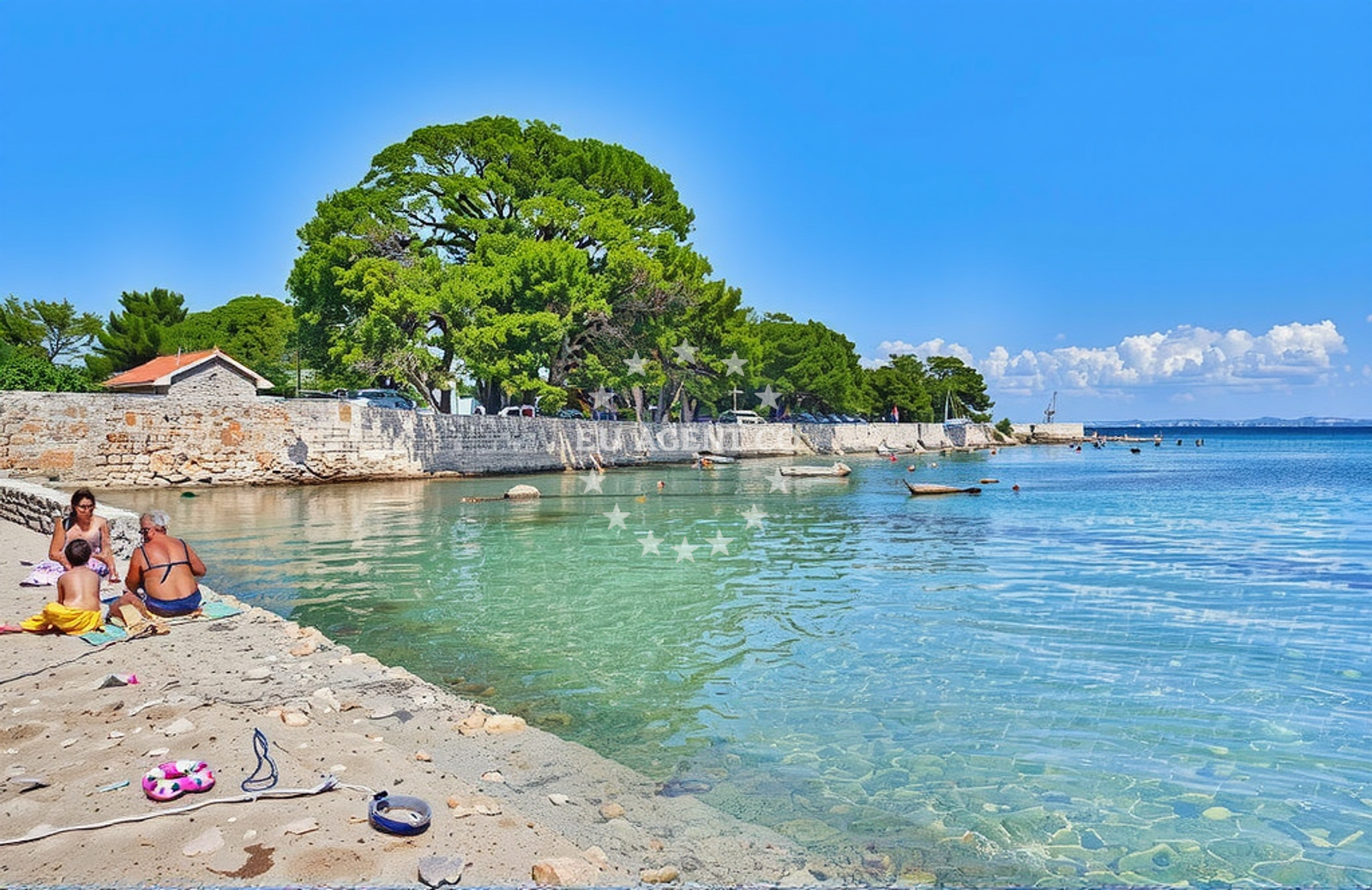 Sea and coastal view of Sveti Jeronim jug, Ugljan (Ugljan) Beach in Sveti Jeronim jug