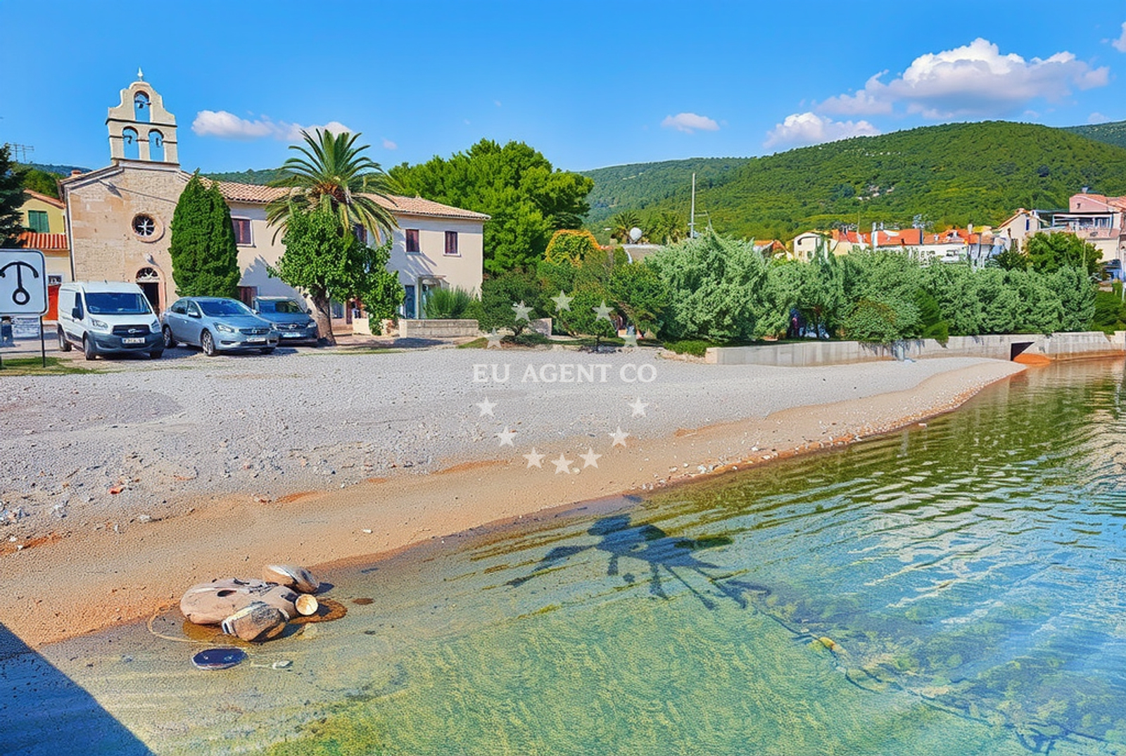 Sea and coastal view of Sveti Jeronim, Martinšćica (Cres) Beach in Sveti Jeronim