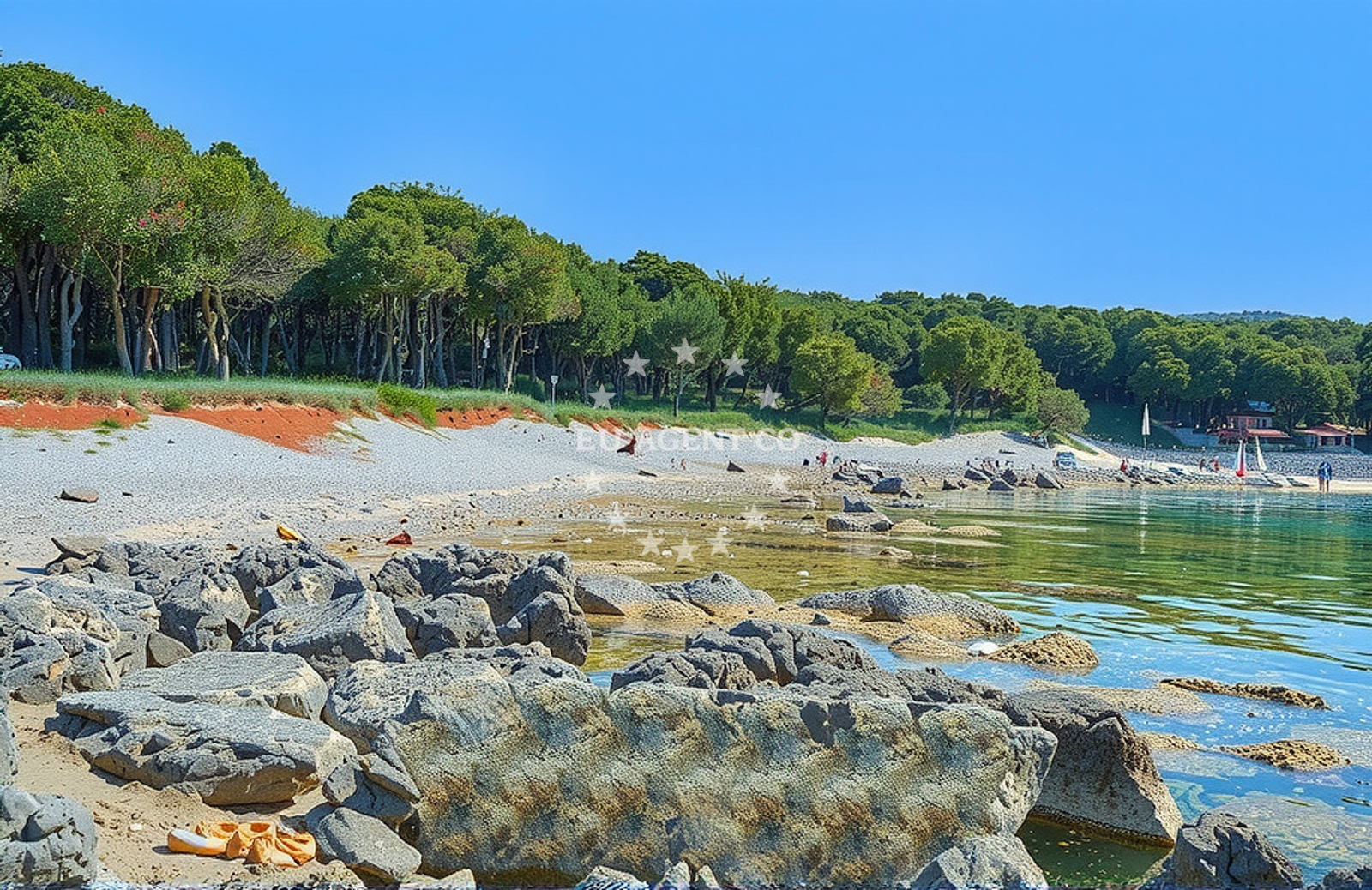 Shoreline and swimming area at Sveti Stipan, Šišan in Sveti Stipan