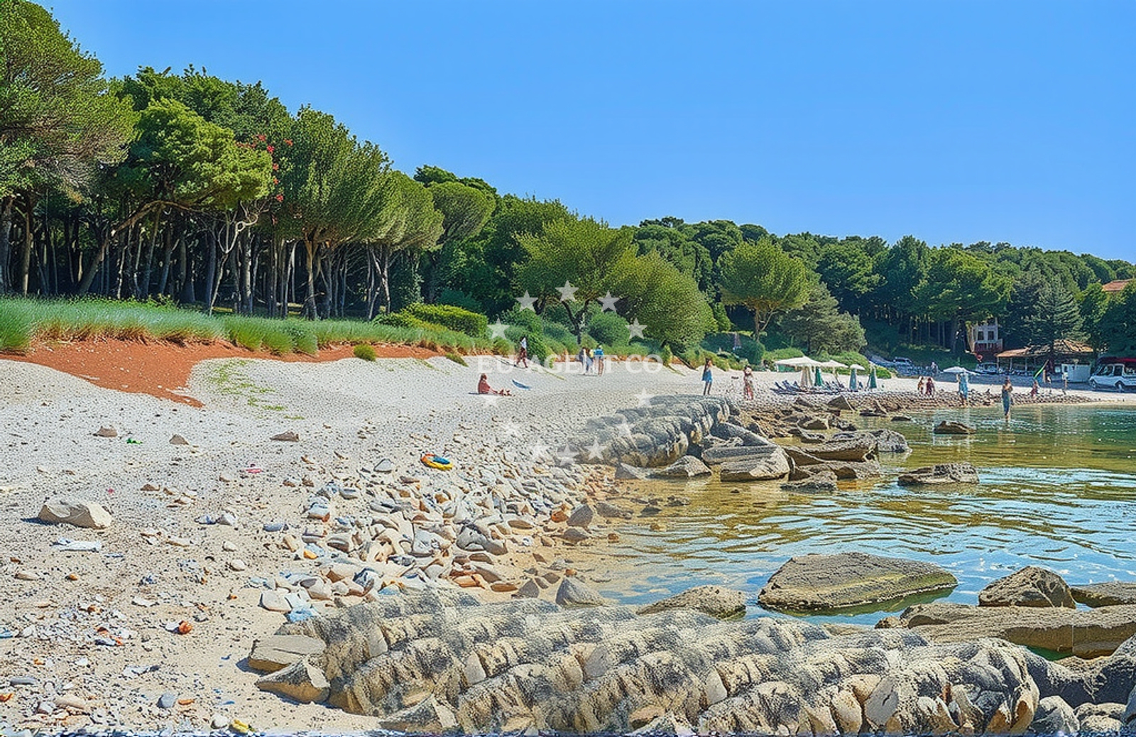 Sea and coastal view of Sveti Stipan, Šišan in Sveti Stipan