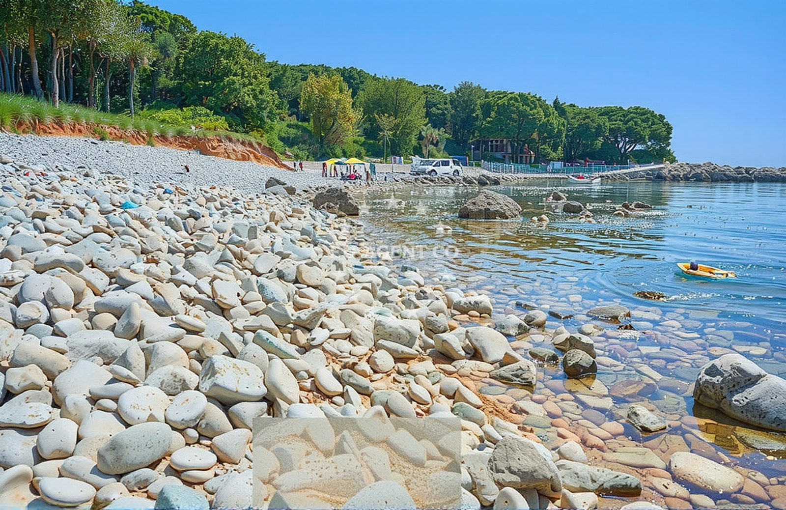 Beach facilities and surroundings at Sveti Stipan, Šišan in Sveti Stipan