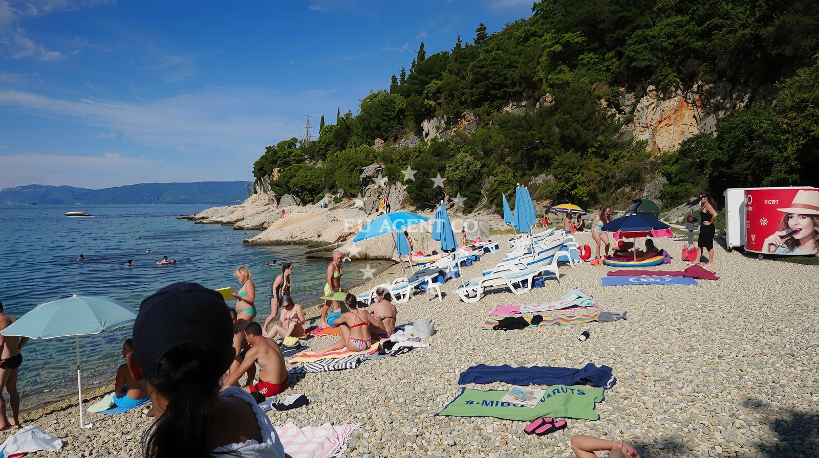 Shoreline and swimming area at Svezanj Bay in , Žurkovo