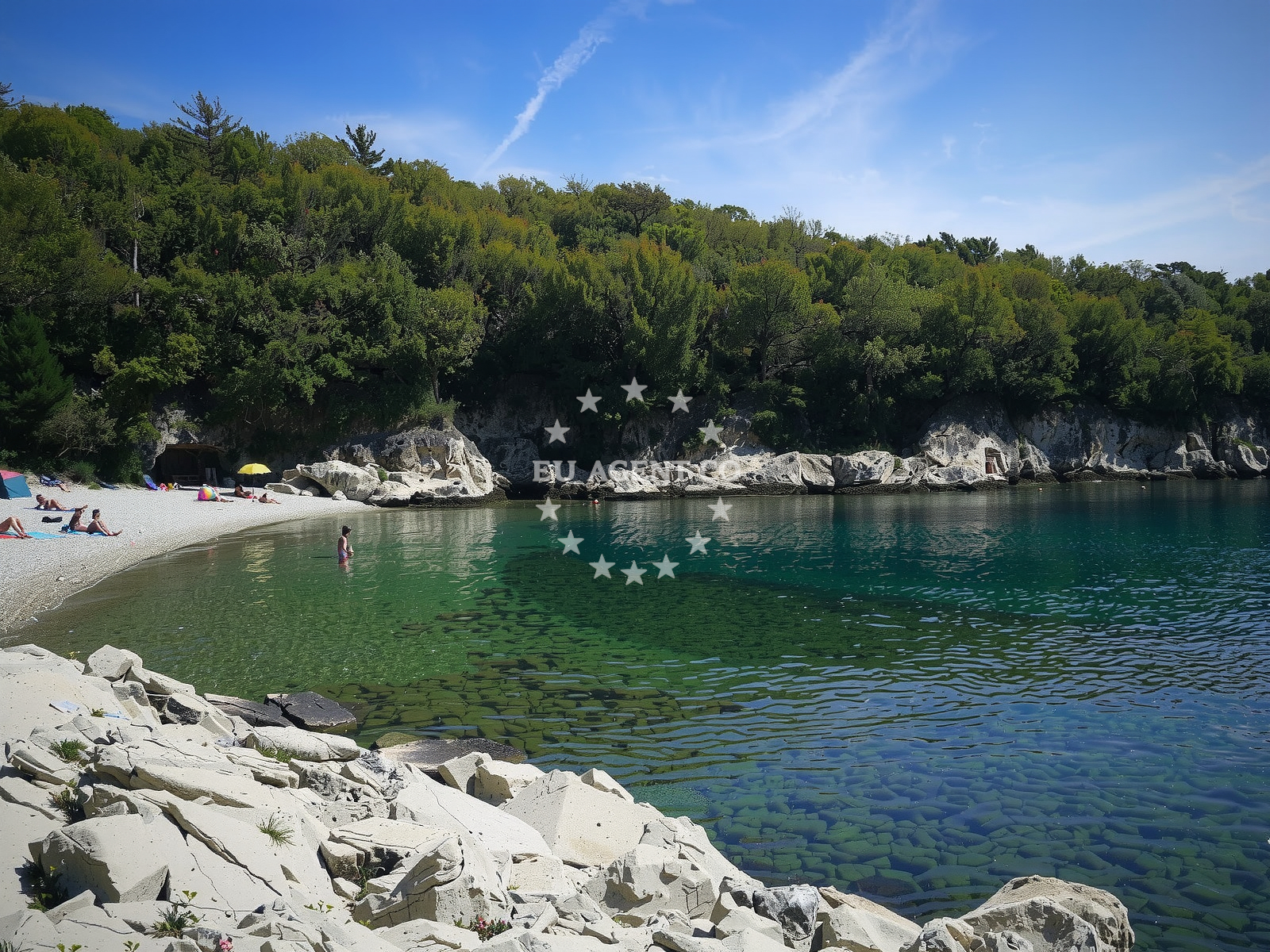 Beach facilities and surroundings at Svezanj Bay in , Žurkovo