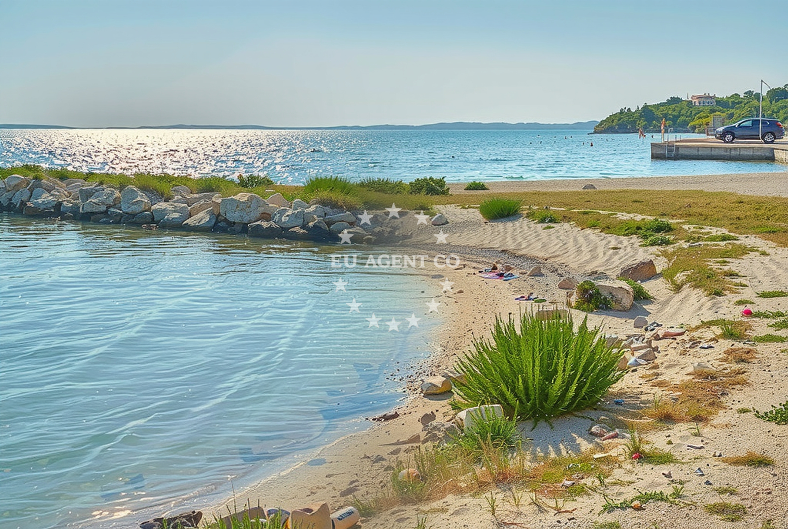 Shoreline and swimming area at Tabari (dog beach), Rtina in Tabari (plaža za pse)
