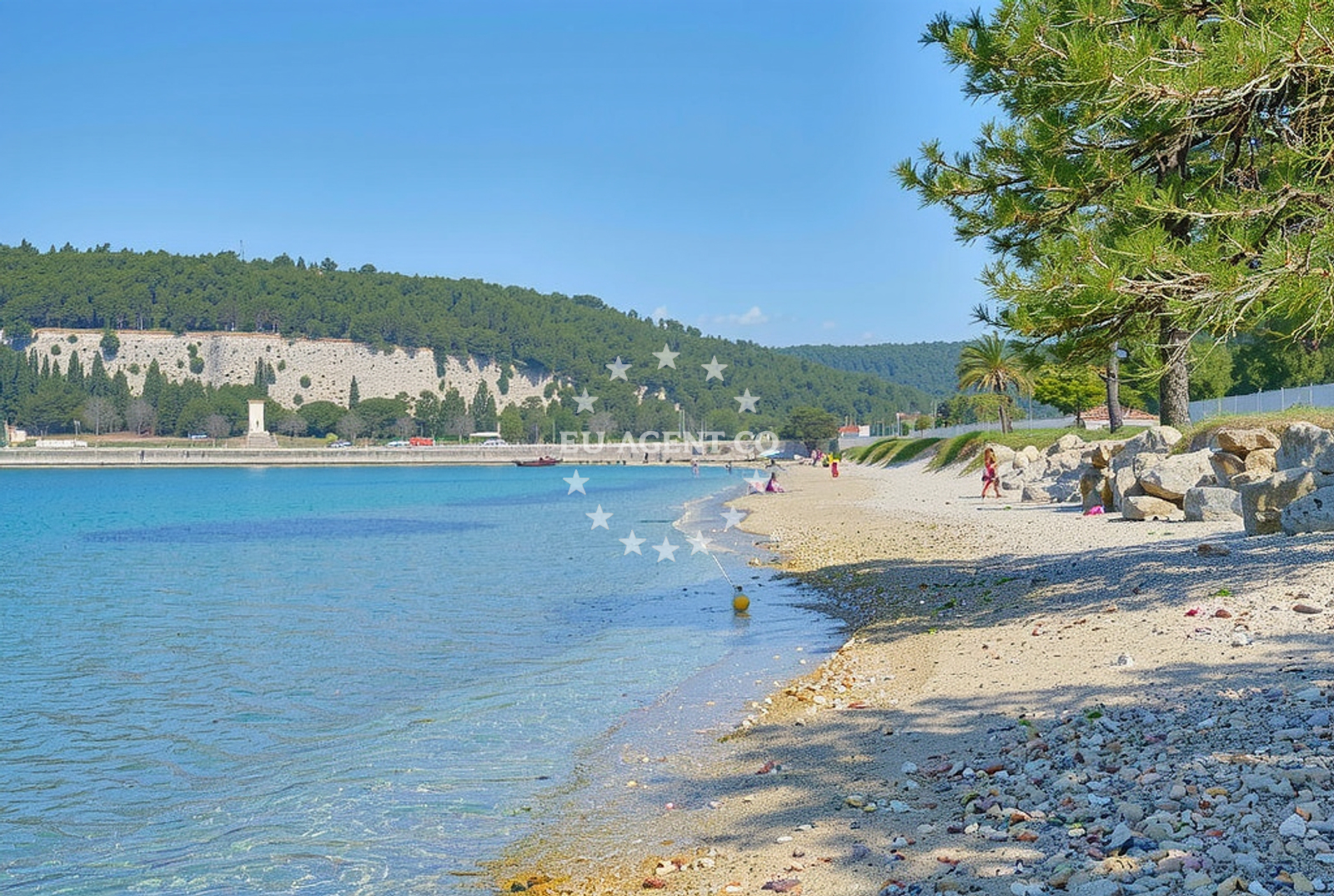 Sea and coastal view of Tarska vala (dog beach), Tar in Tarska vala (plaža za pse)