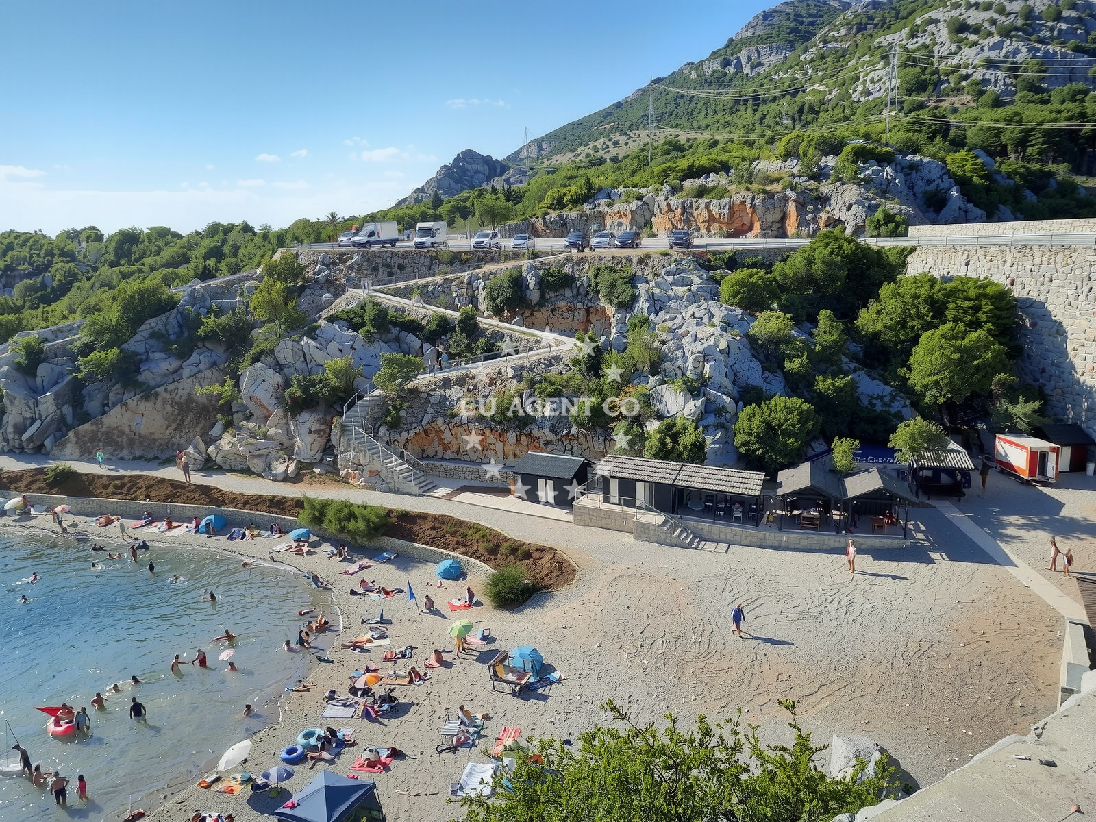 Shoreline and swimming area at Tatinja beach in Naselje Bana Josipa Jelačića 19, Karlobag