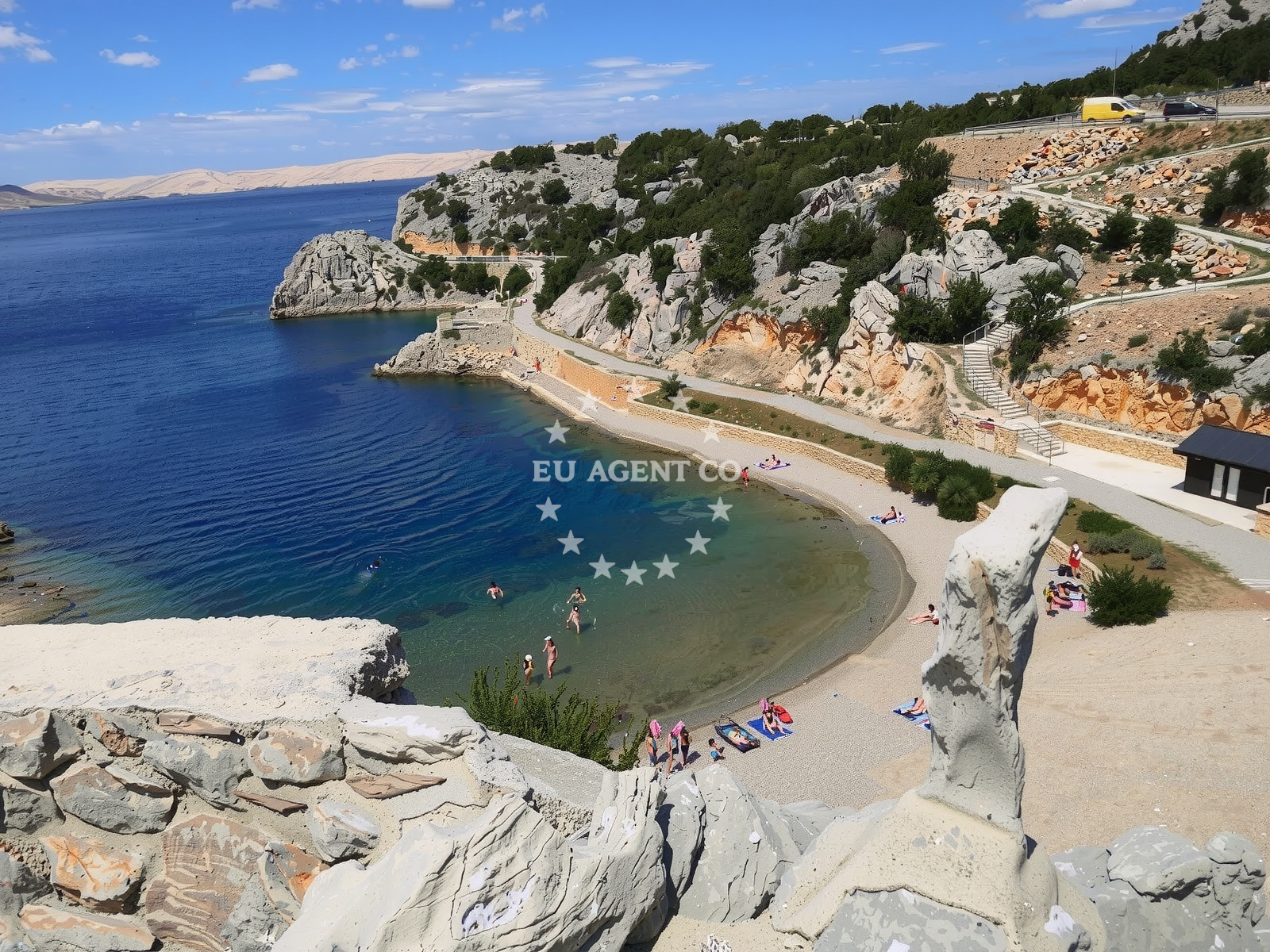 Beach facilities and surroundings at Tatinja beach in Naselje Bana Josipa Jelačića 19, Karlobag