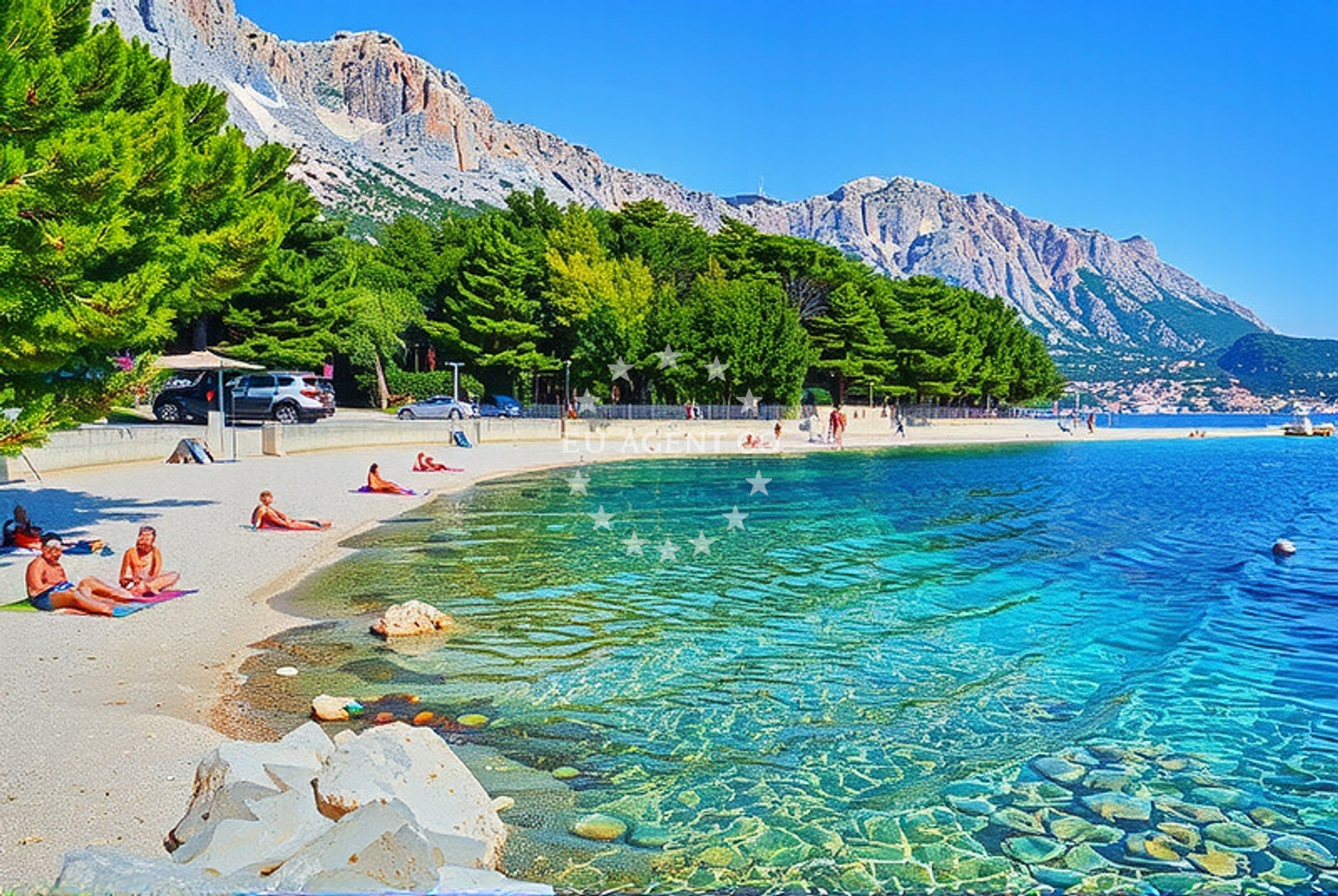 Shoreline and swimming area at Tekla, Podgora in Tekla