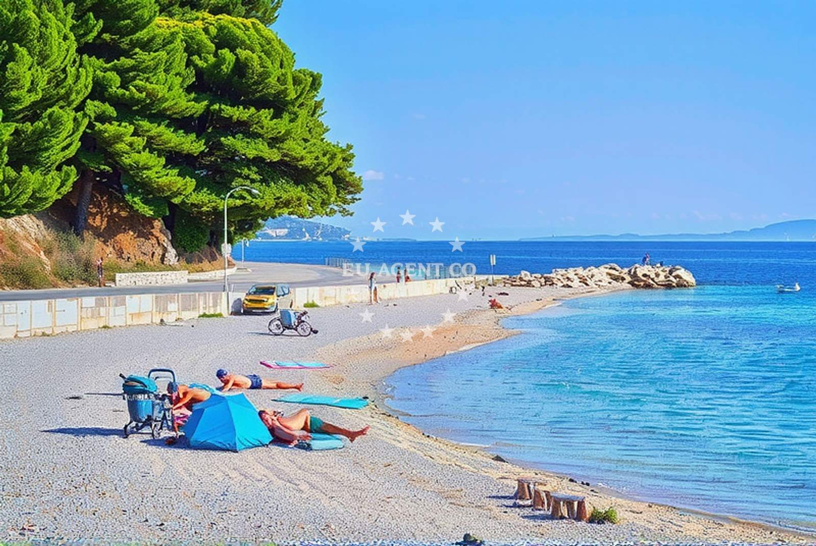 Beach facilities and surroundings at Tekla, Podgora in Tekla