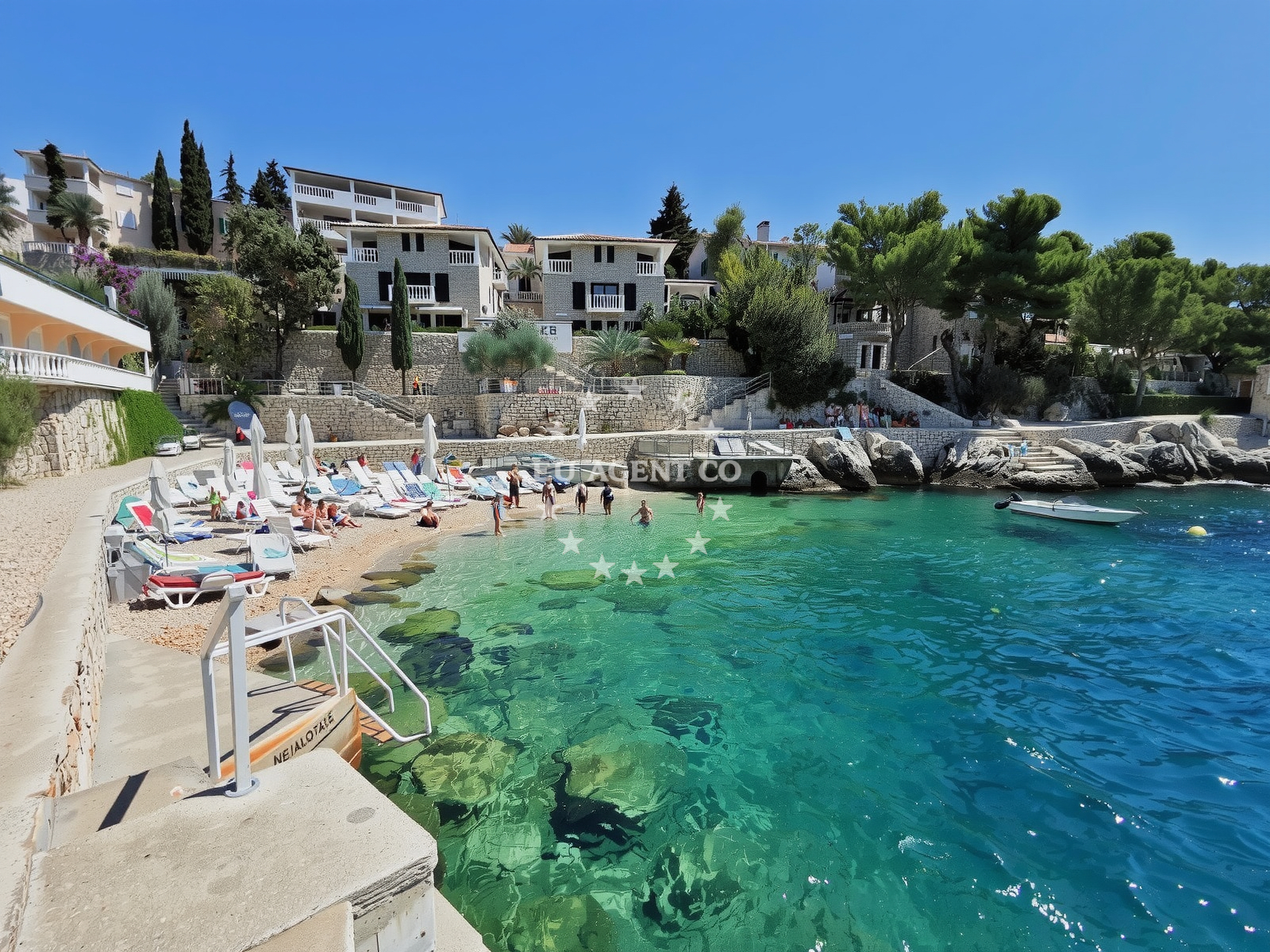 Shoreline and swimming area at Tepli Bok Beach in Tepli bok 21A, Primošten