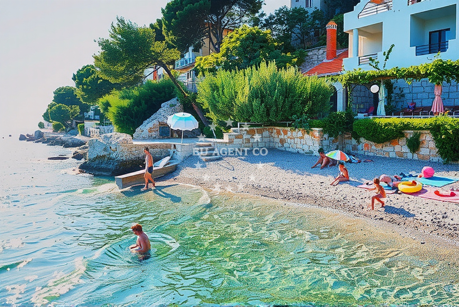 Beach facilities and surroundings at Tice istok, Stanići (Omiš) in Tice istok