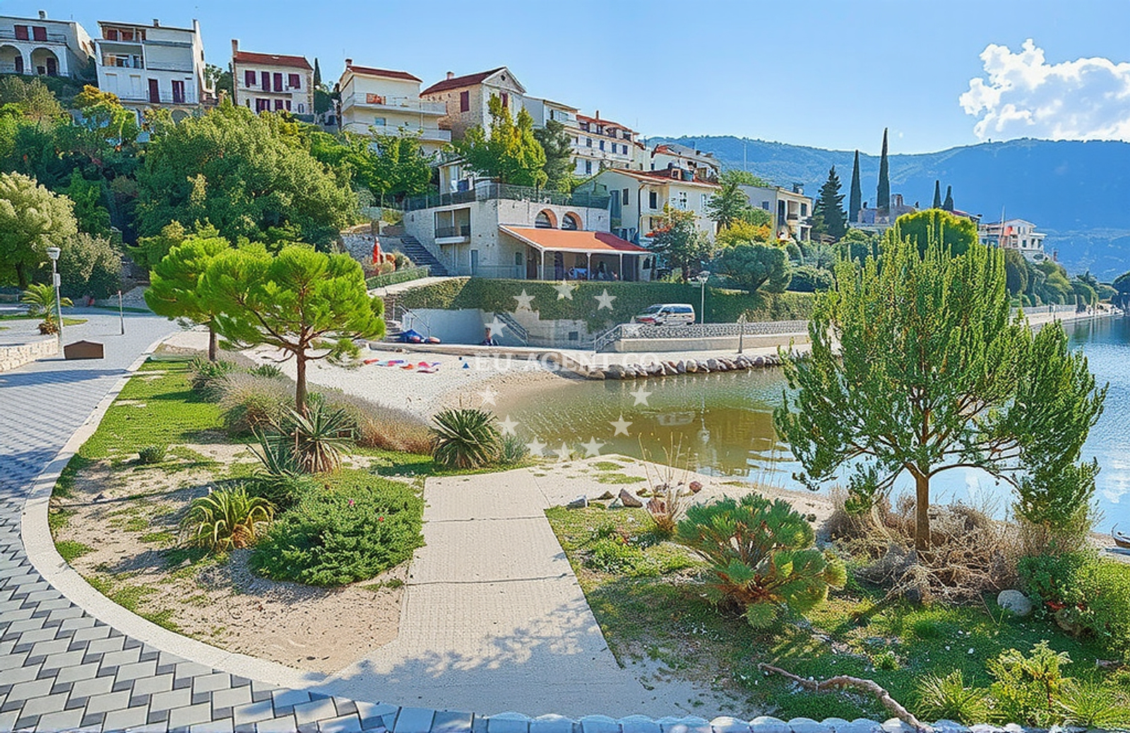 Shoreline and swimming area at Tiha luka, Neum in Tiha luka