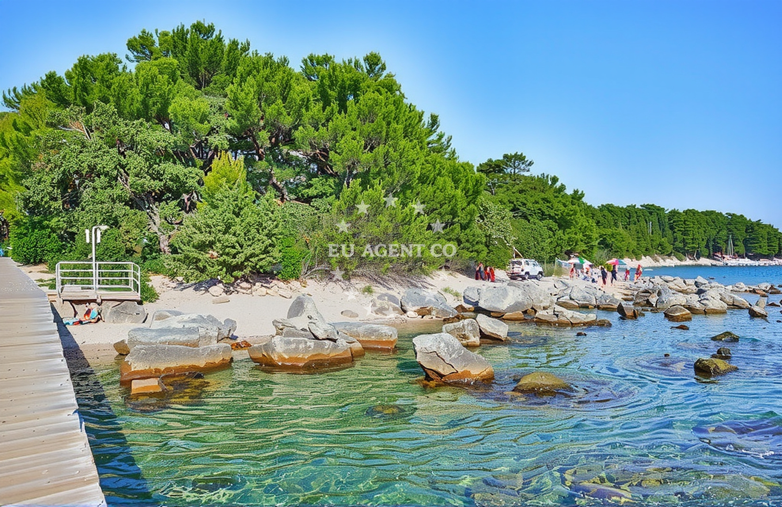 Beach facilities and surroundings at TN Bučanje jug, Nerezine (Lošinj) in TN Bučanje jug