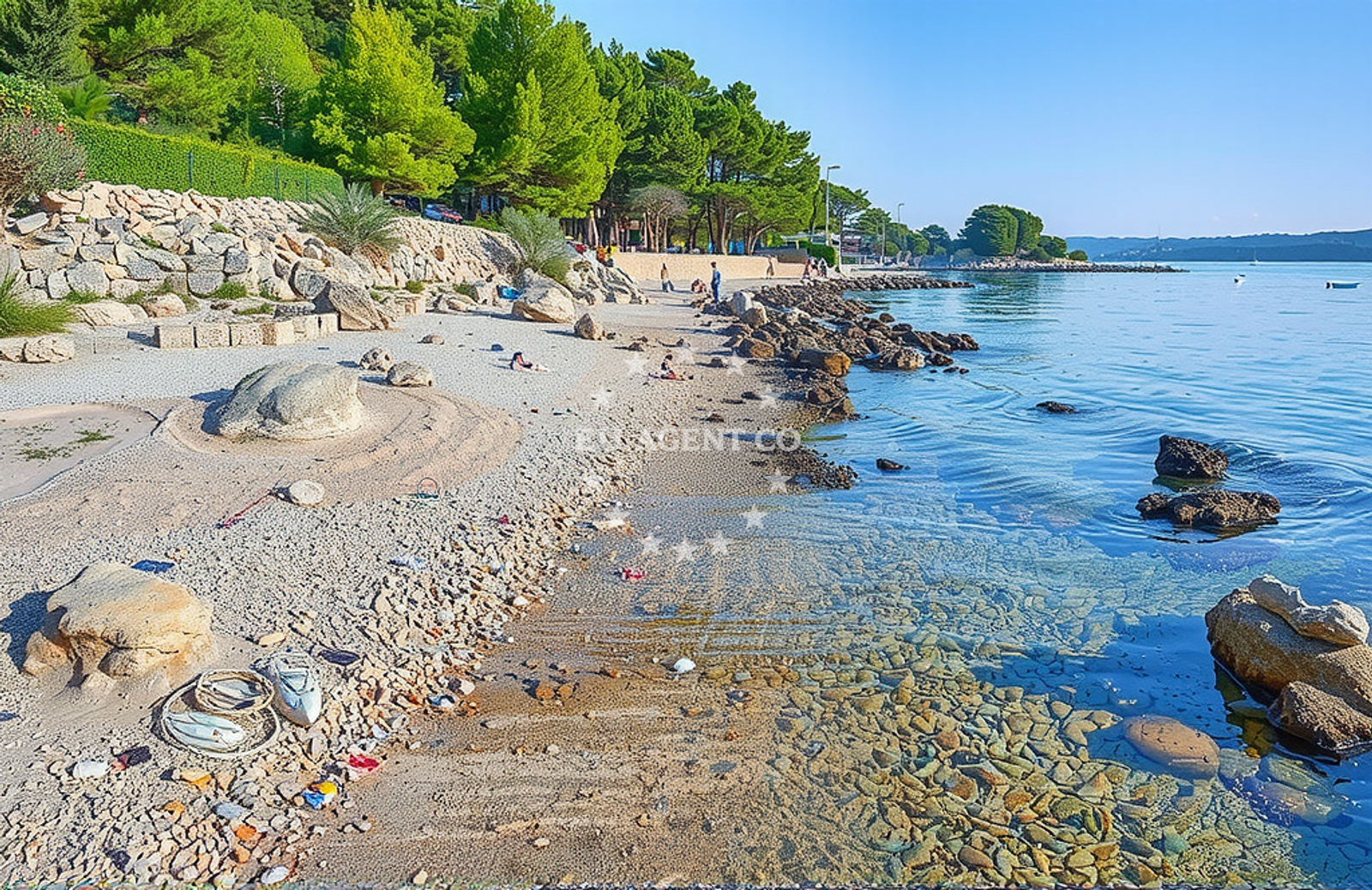 Beach facilities and surroundings at TN Bučanje sjever, Nerezine (Lošinj) in TN Bučanje sjever