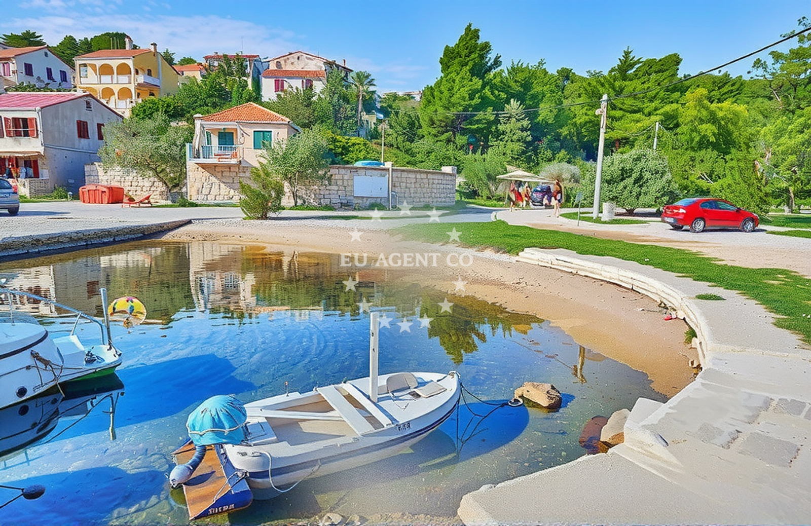 Beach facilities and surroundings at Tri luke istok, Vela Luka (Korčula) in Tri luke istok