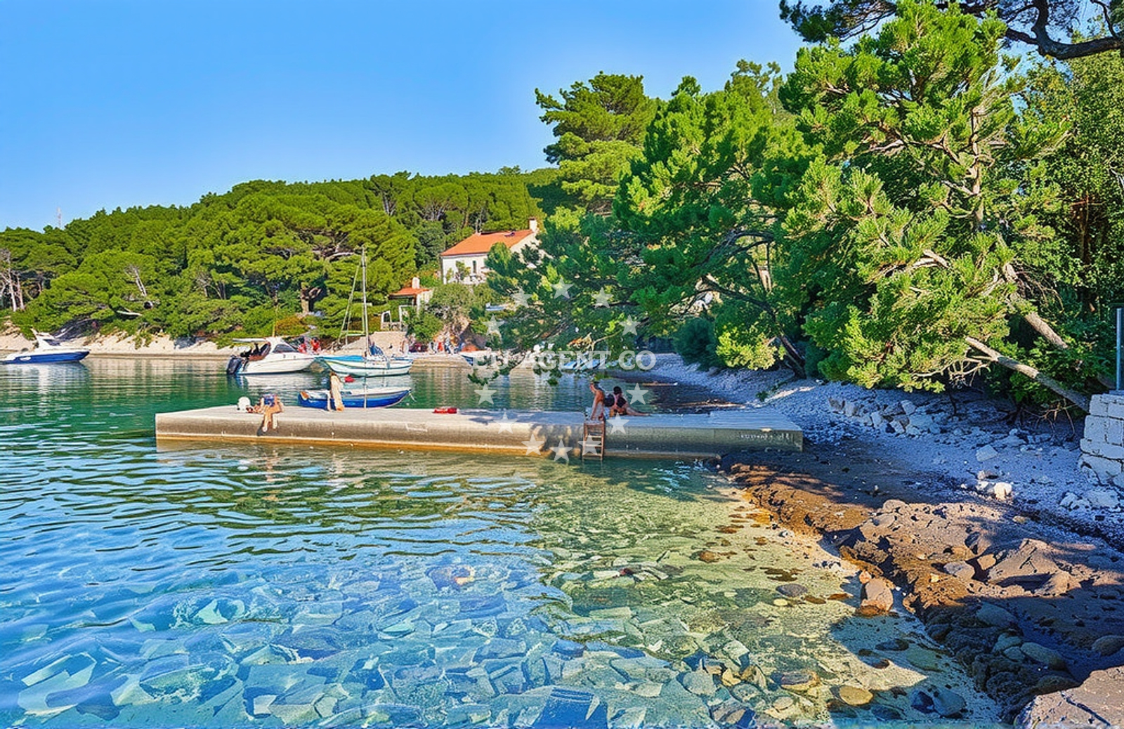 Sea and coastal view of Tri luke zapad, Vela Luka (Korčula) in Tri luke zapad