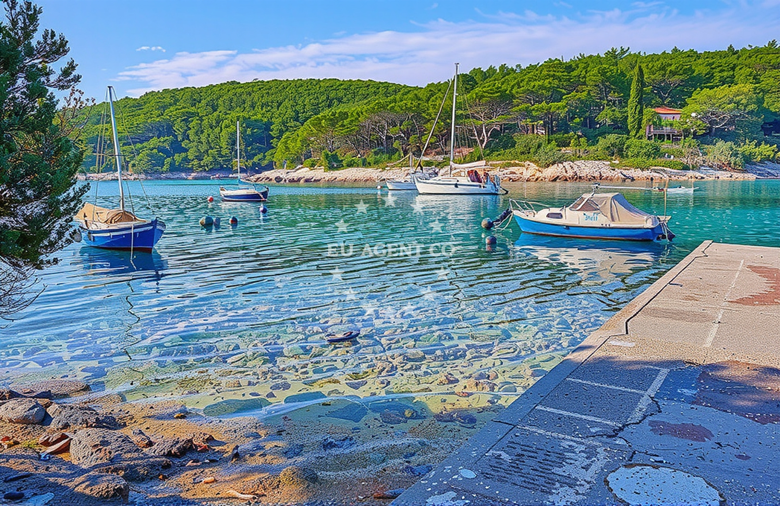 Beach facilities and surroundings at Tri luke zapad, Vela Luka (Korčula) in Tri luke zapad