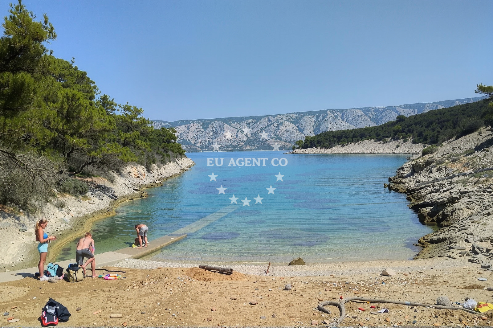 Shoreline and swimming area at Trovna beach in Rudina 156, Stari Grad