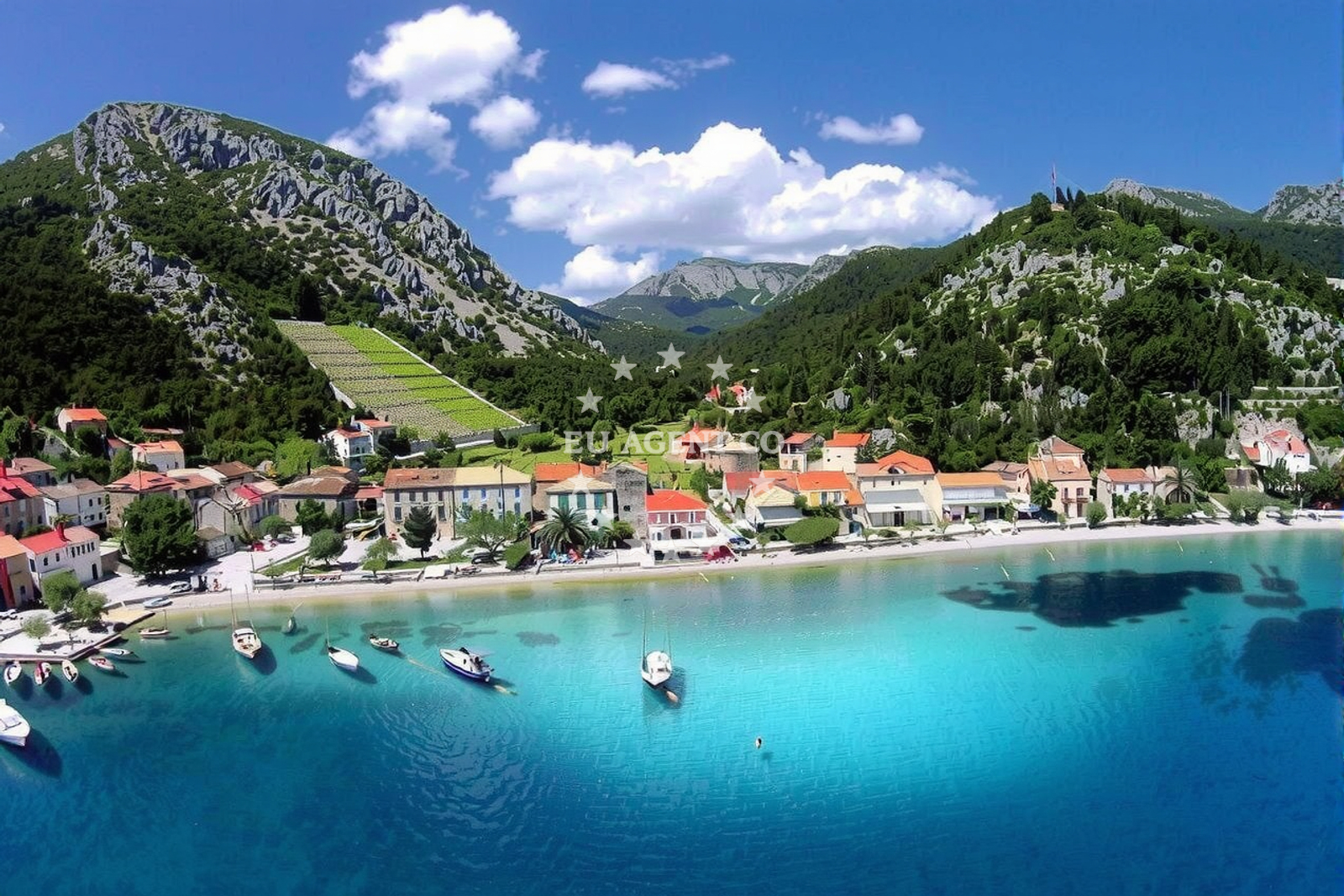 Shoreline and swimming area at Trstenik beach in , Trstenik