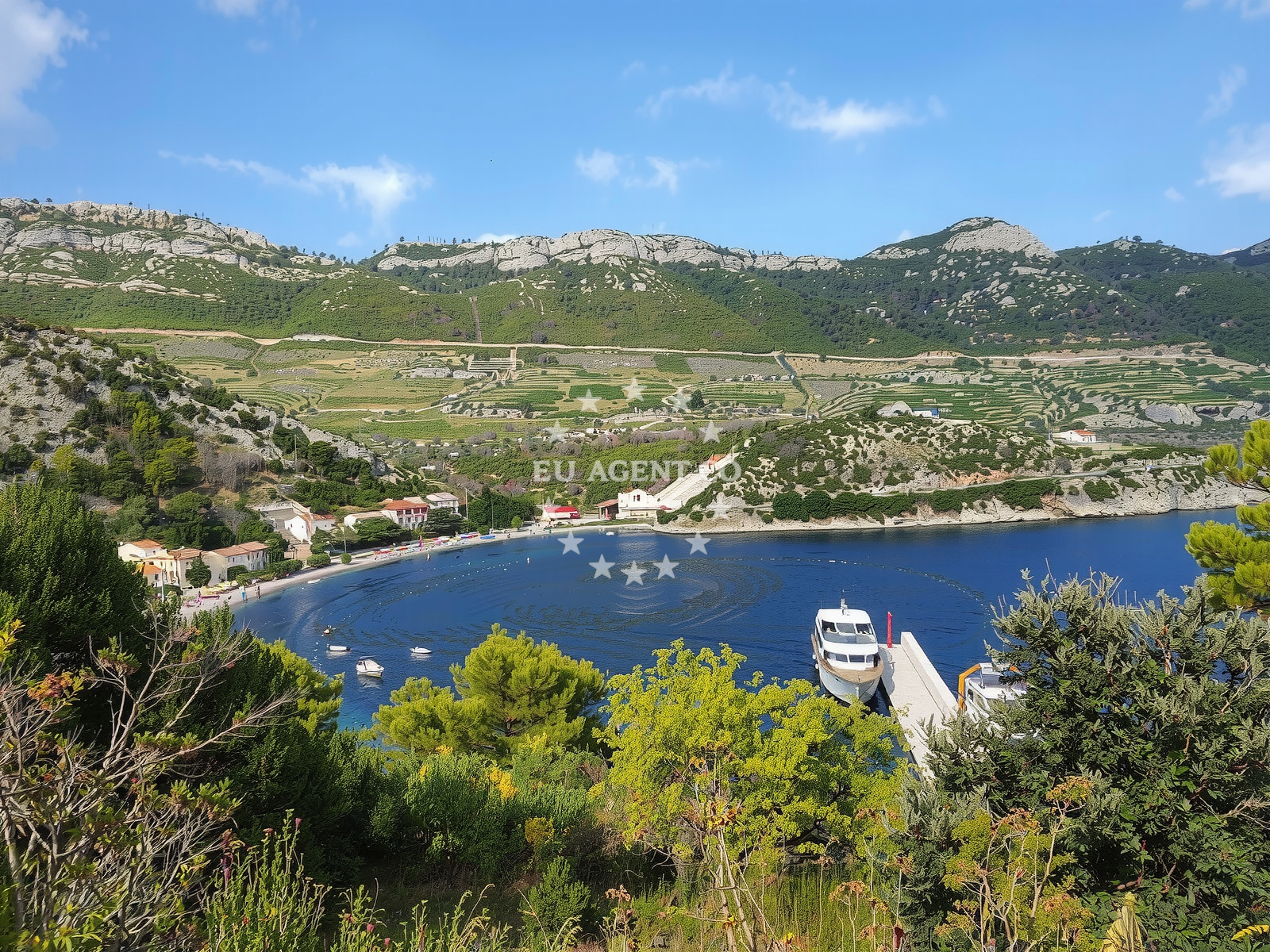 Beach facilities and surroundings at Trstenik beach in , Trstenik