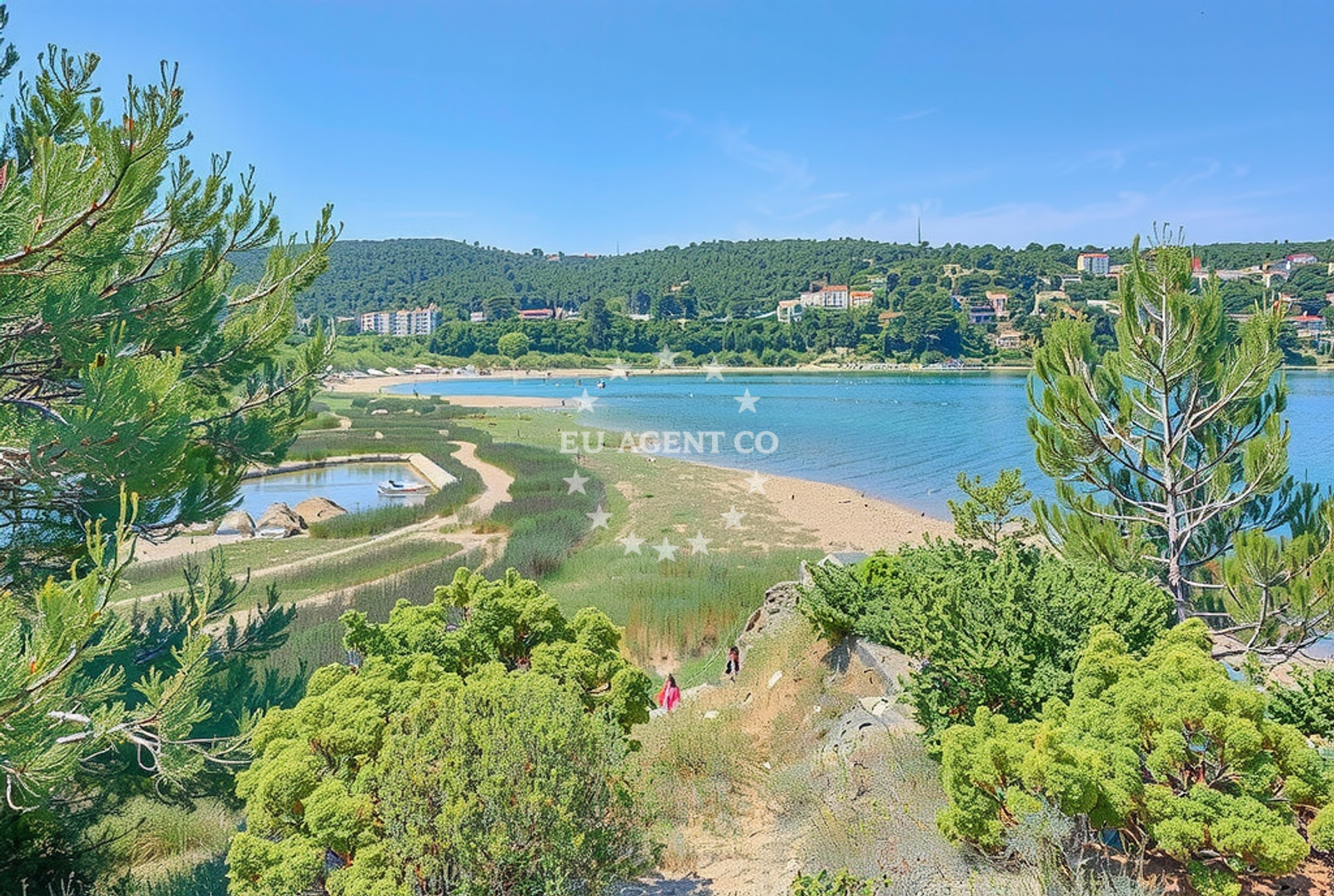 Shoreline and swimming area at Tuvina zapad, Gornji Karin in Tuvina zapad