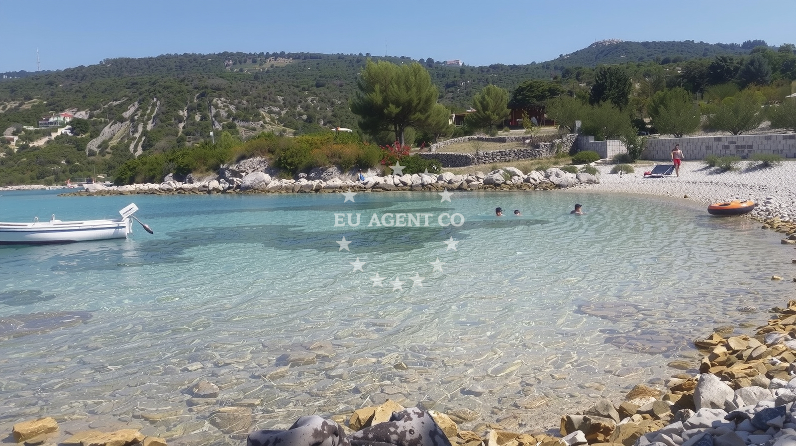 Shoreline and swimming area at Uvala Stari Trogir in Alina 10, Sevid