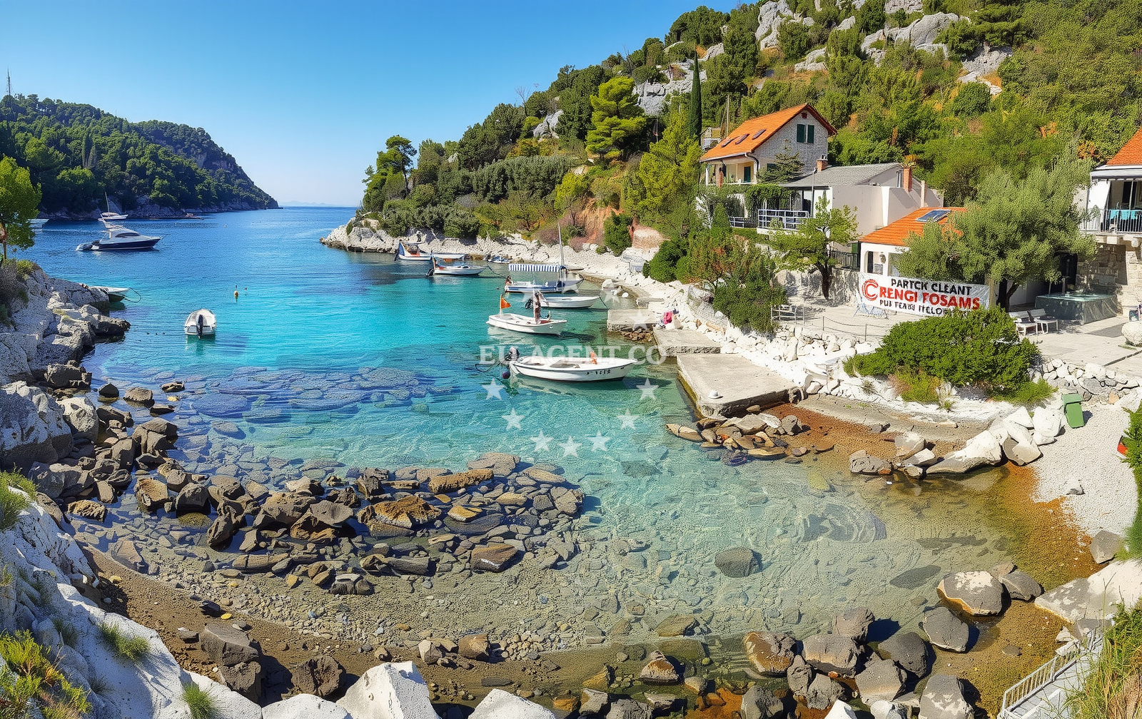 Beach facilities and surroundings at Uvala Stracinska in 32 Put Rakove, Gornje Selo