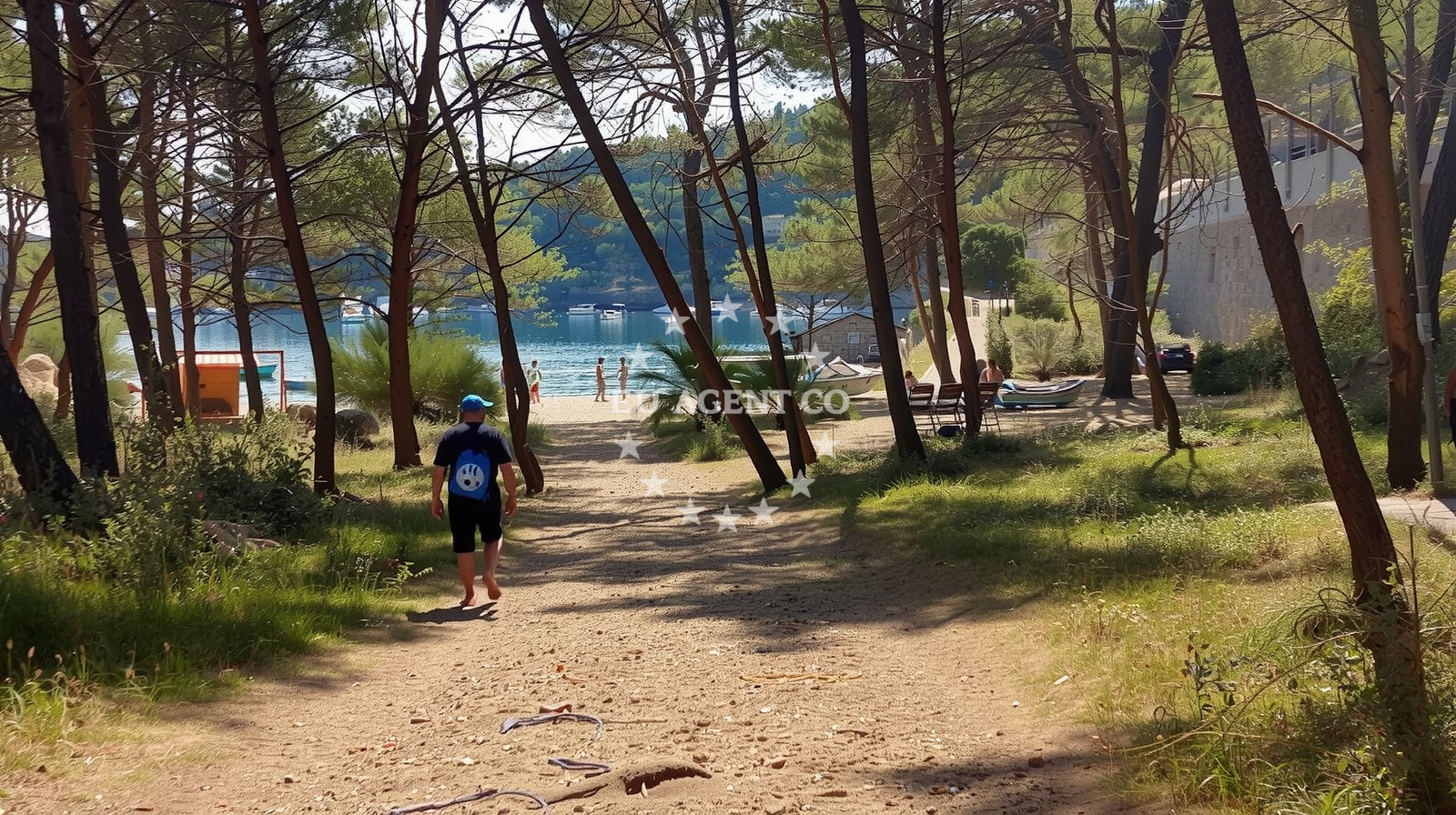 Beach facilities and surroundings at Valdarke beach in Gravot 22, Mali Lošinj, Mali Lošinj