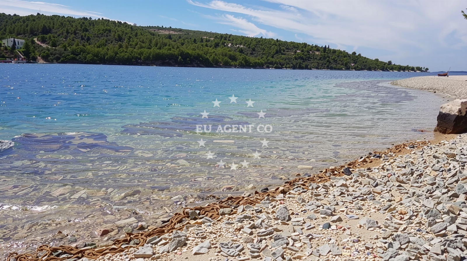 Sea and coastal view of Vedrana beach in Mlin IV 27, Milna