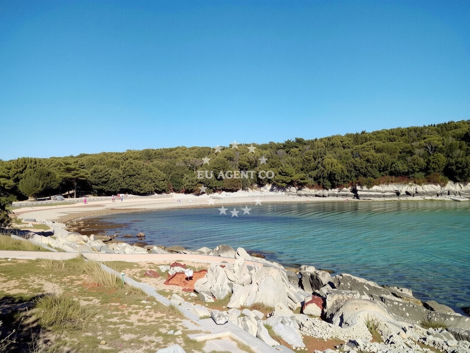 Sea and coastal view of Vela Draga beach in palera 11, Ližnjan