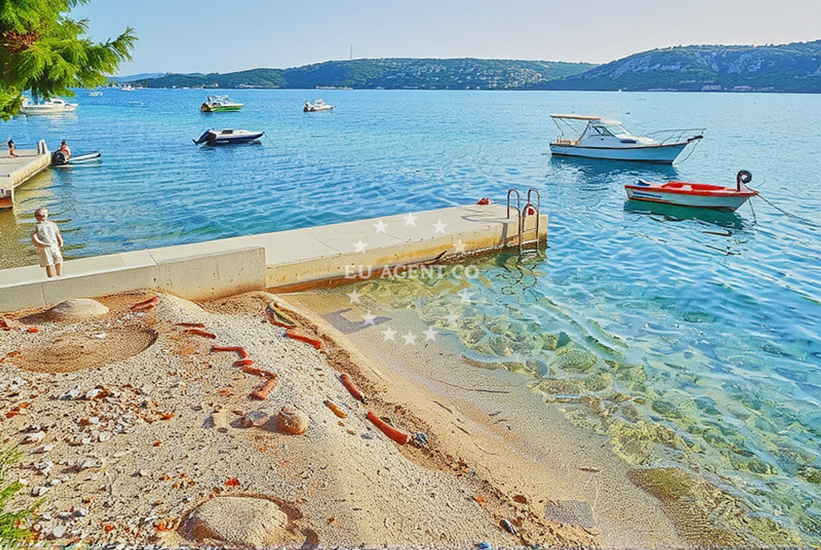 Shoreline and swimming area at Vela draga, Stara Novalja (Pag) in Vela draga