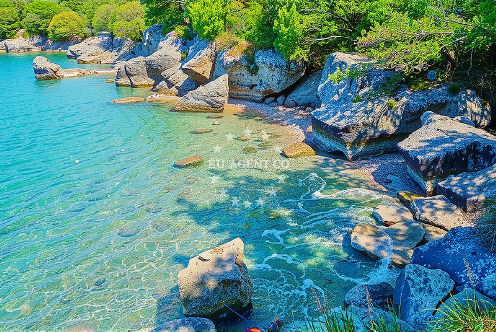 Sea and coastal view of Vela Riva, Poljica (Krk) in Vela Riva