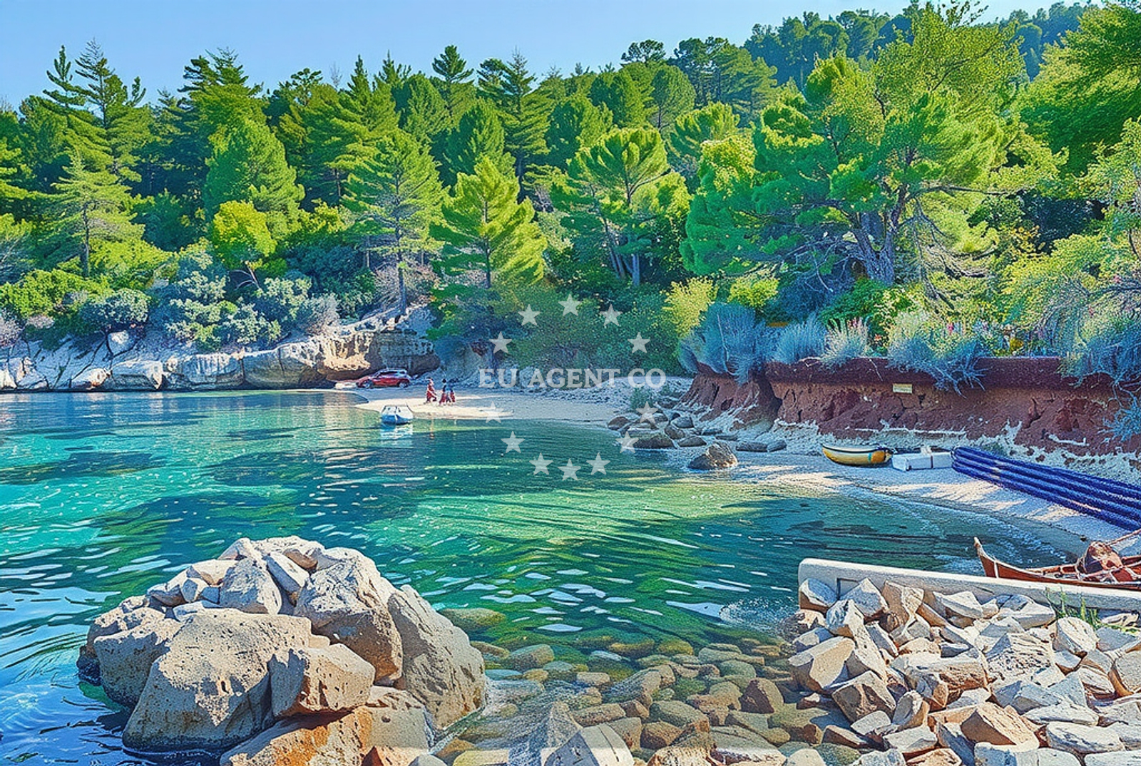 Beach facilities and surroundings at Vela Stiniva, Vela Luka (Korčula) in Vela Stiniva