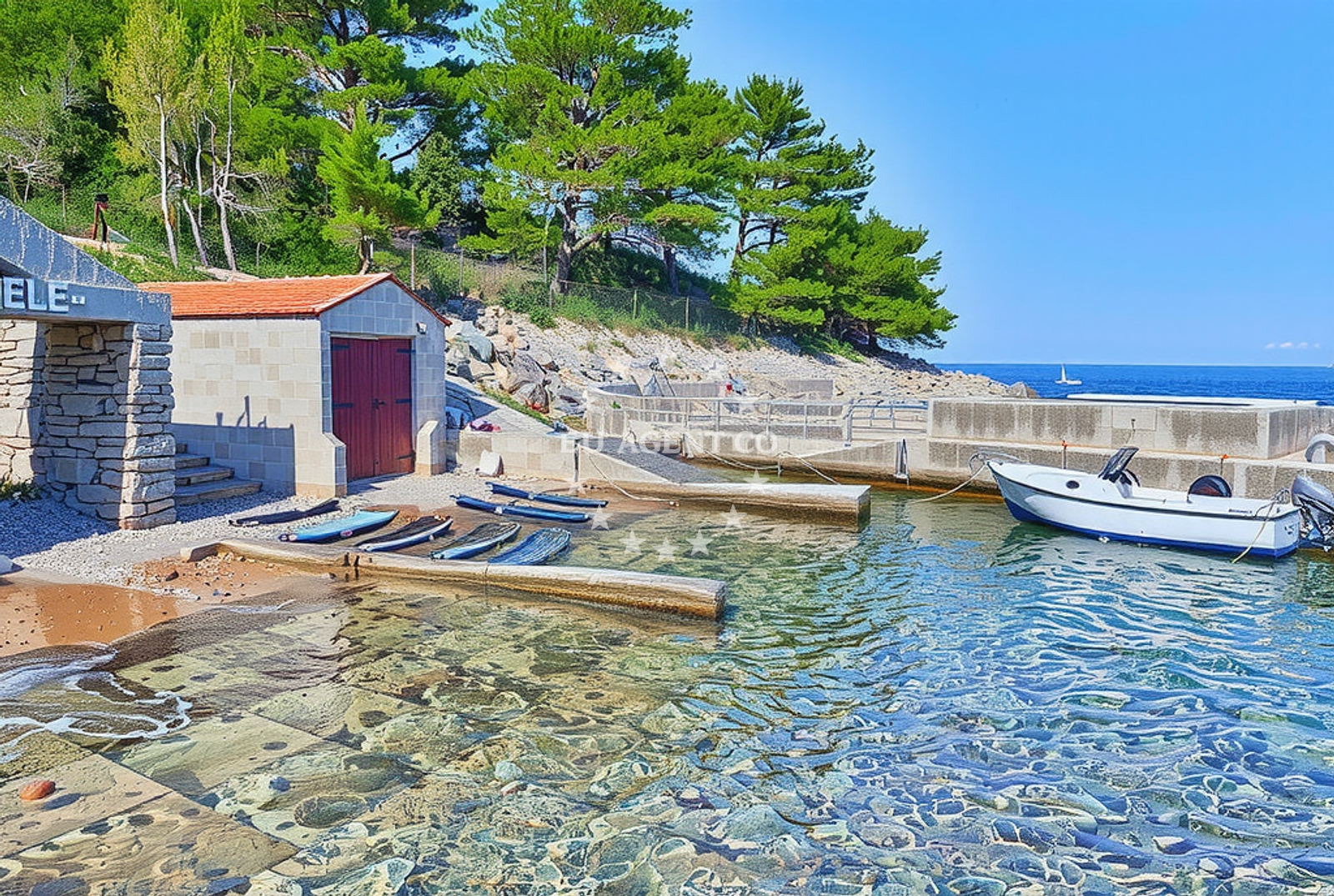 Beach facilities and surroundings at Vela Žukova, Blato (Korčula) in Vela Žukova